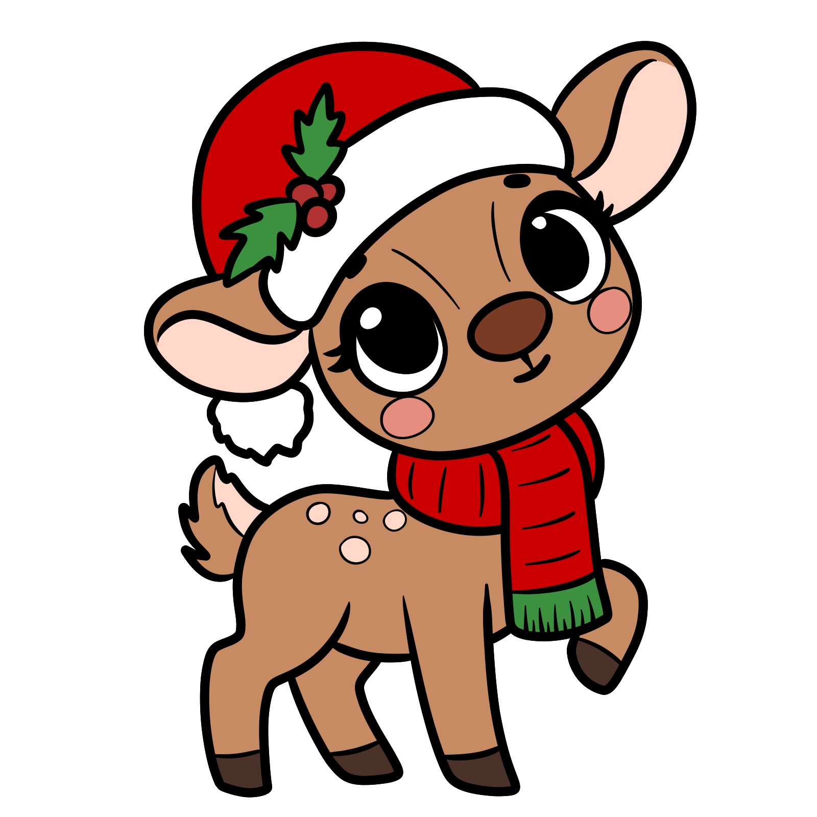 Adding base colors for the Christmas deer drawing - step 15