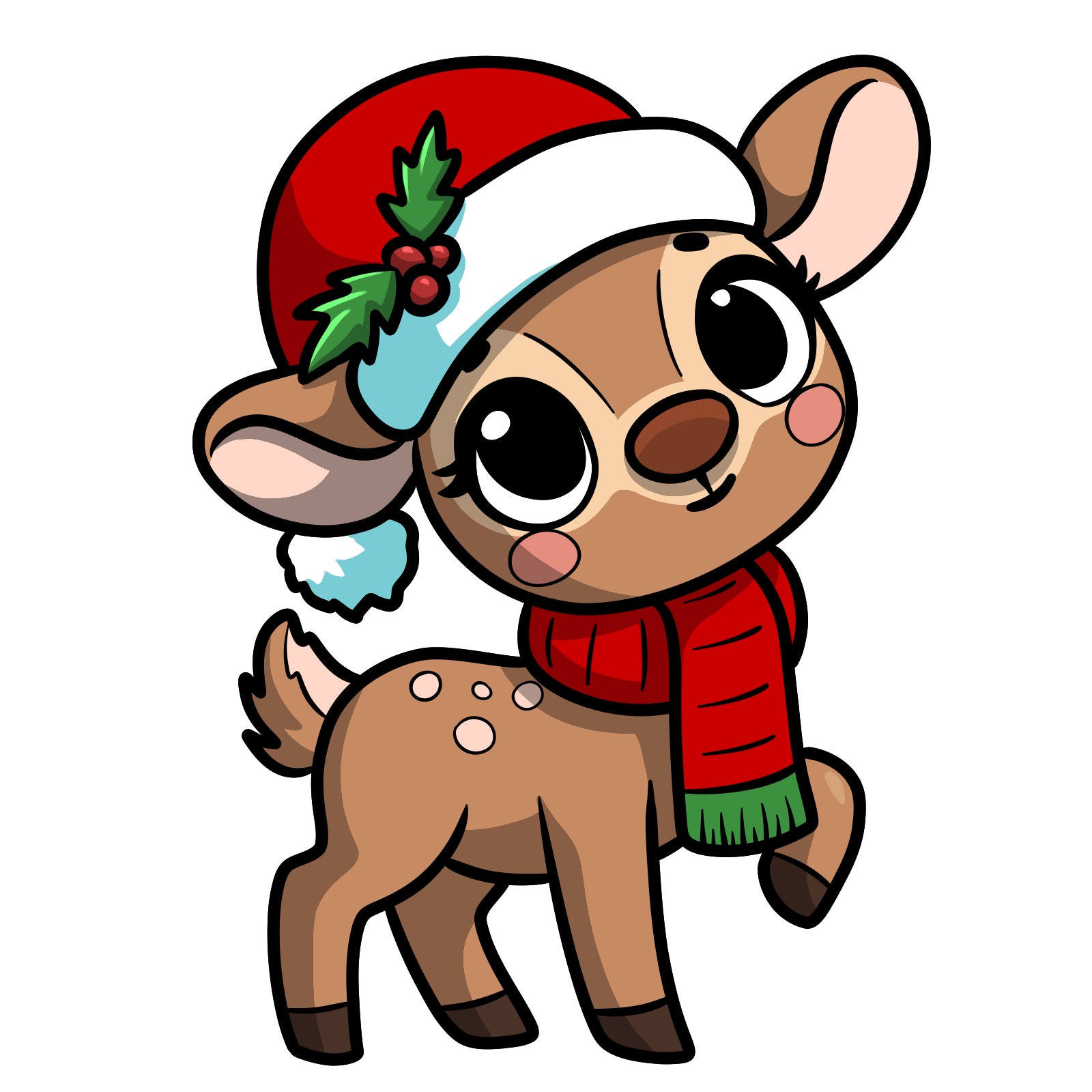 Adding shading to enhance the Christmas deer drawing - final step