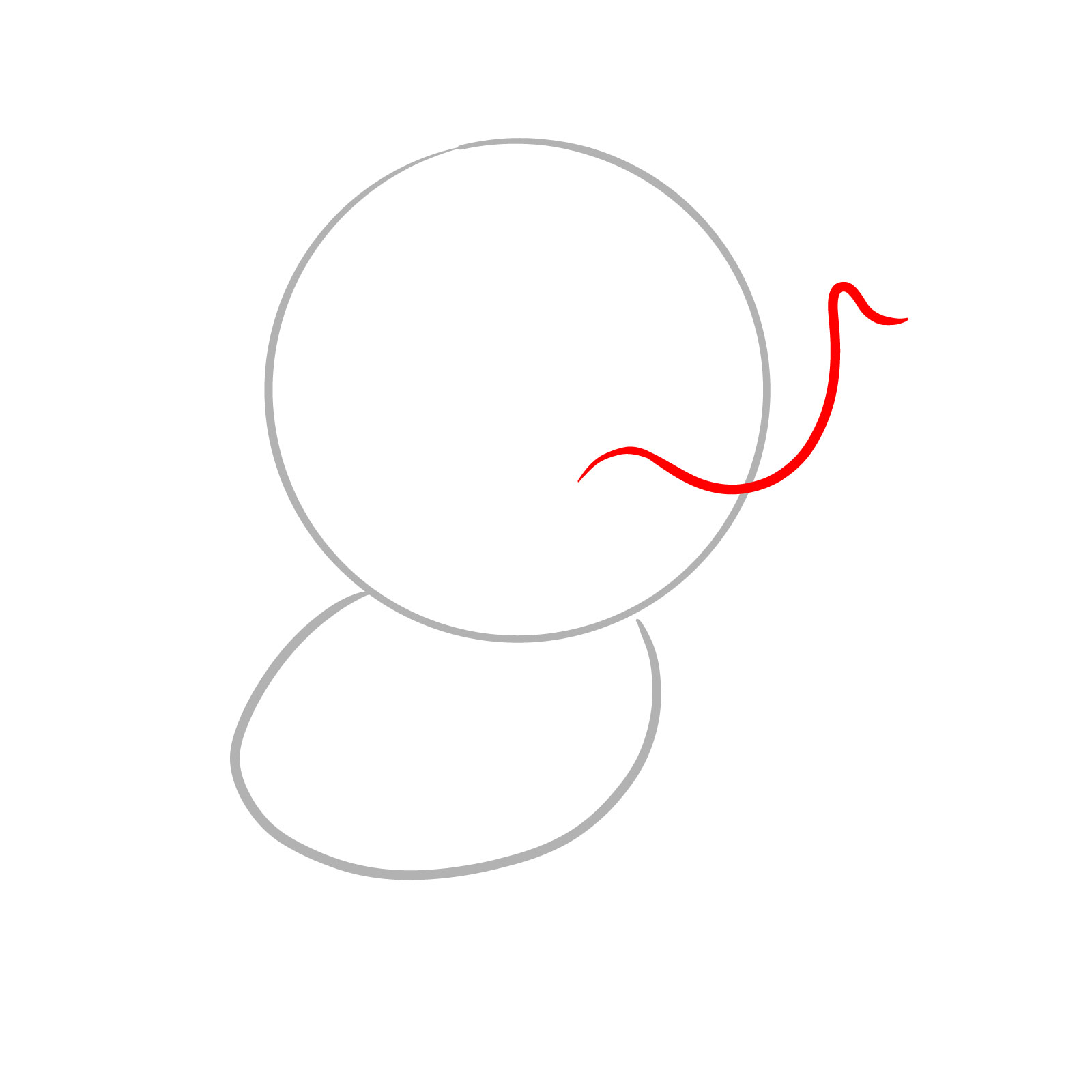 How to Draw a Cute Baby Elephant Blowing Water - step 02