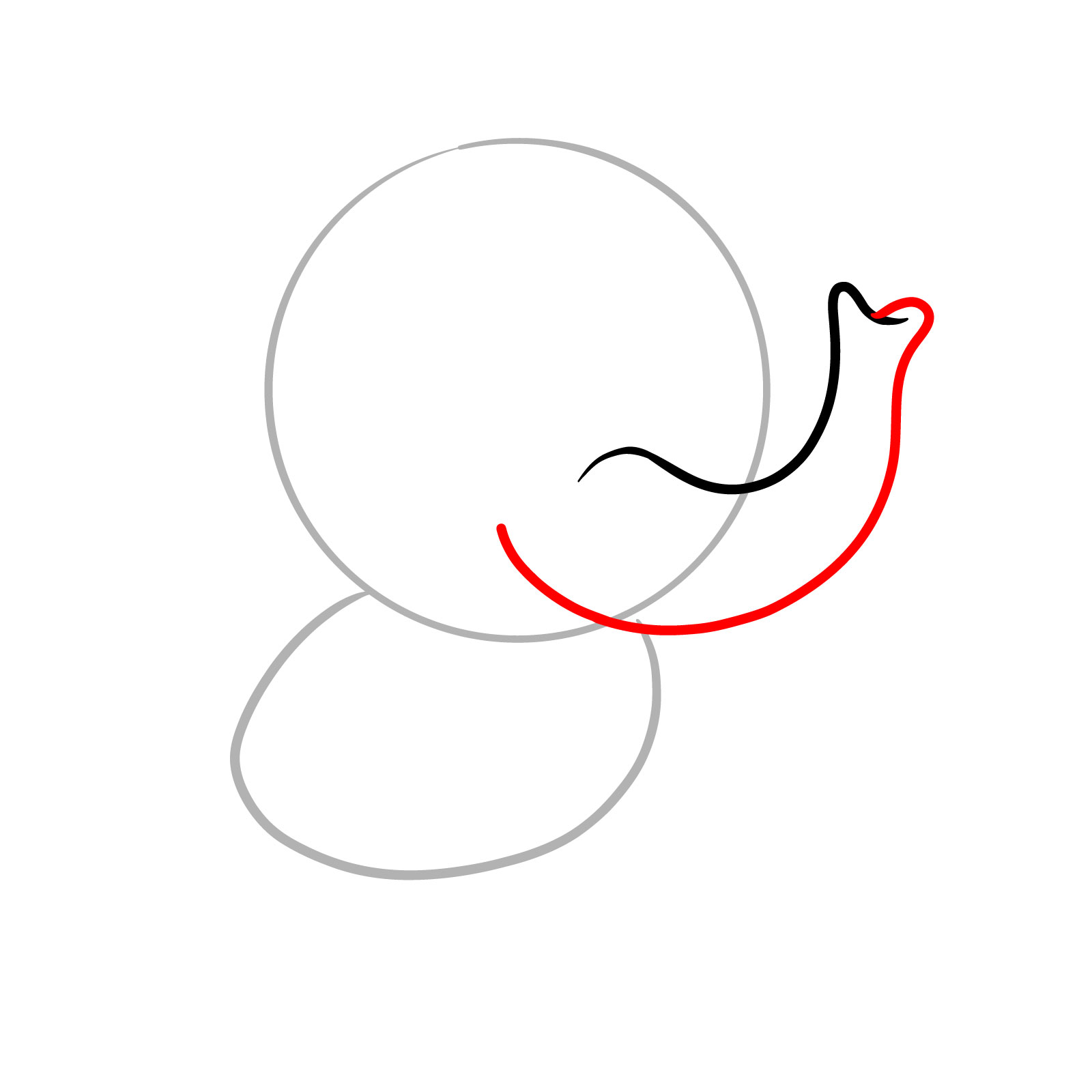 How to Draw a Cute Baby Elephant Blowing Water - step 03