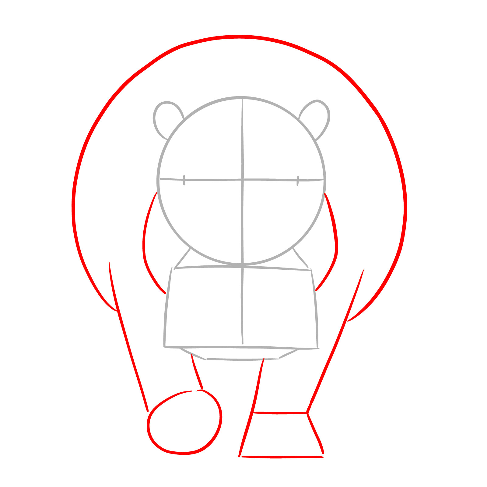 How to Draw a Hippo Full Body Front View - step 03