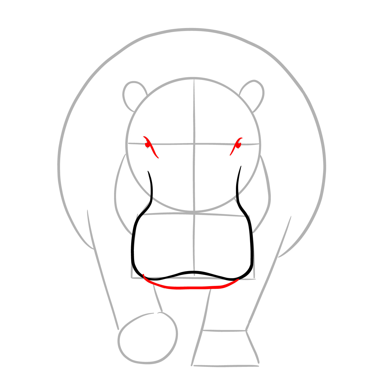 How to Draw a Hippo Full Body Front View - step 05