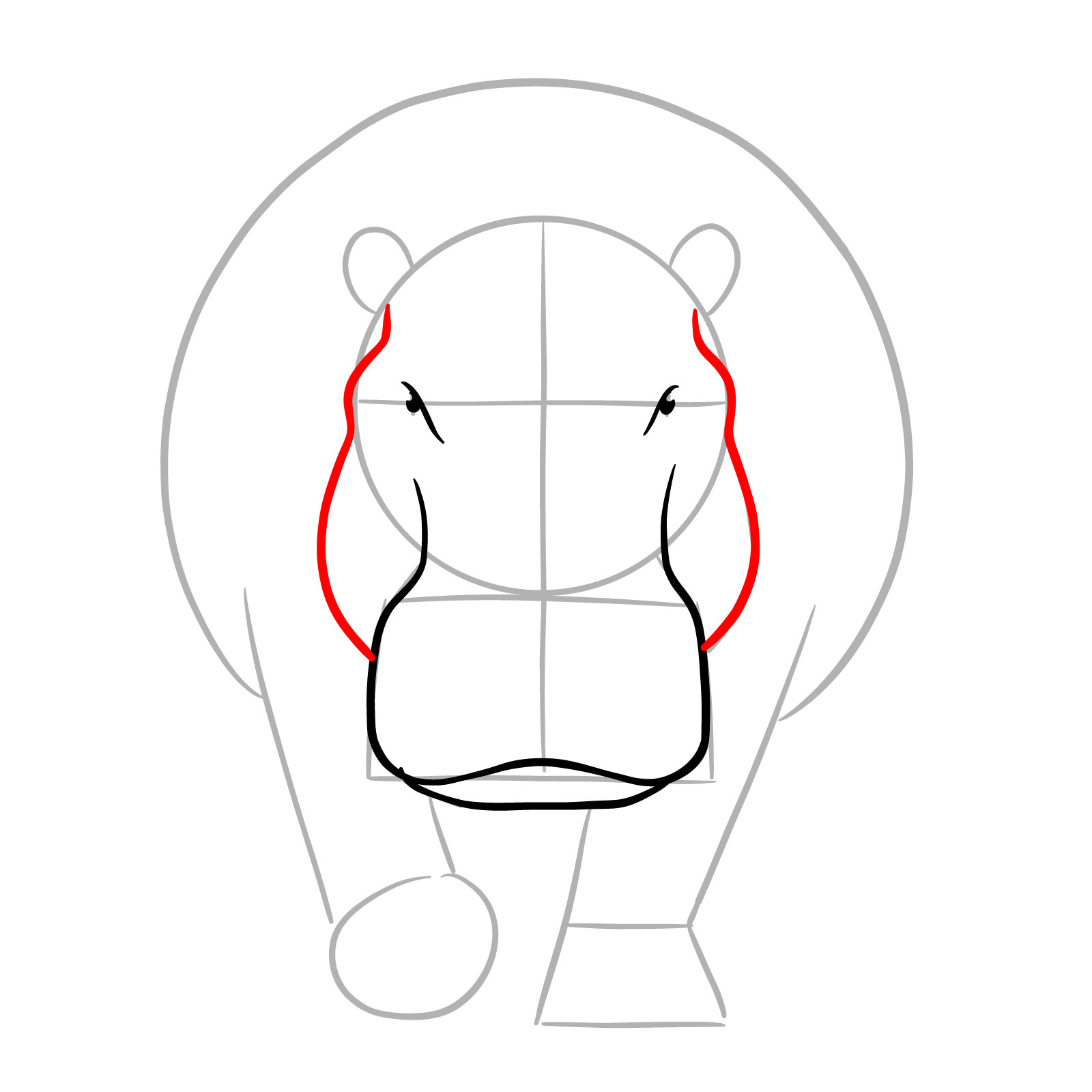 How to Draw a Hippo Full Body Front View - step 06