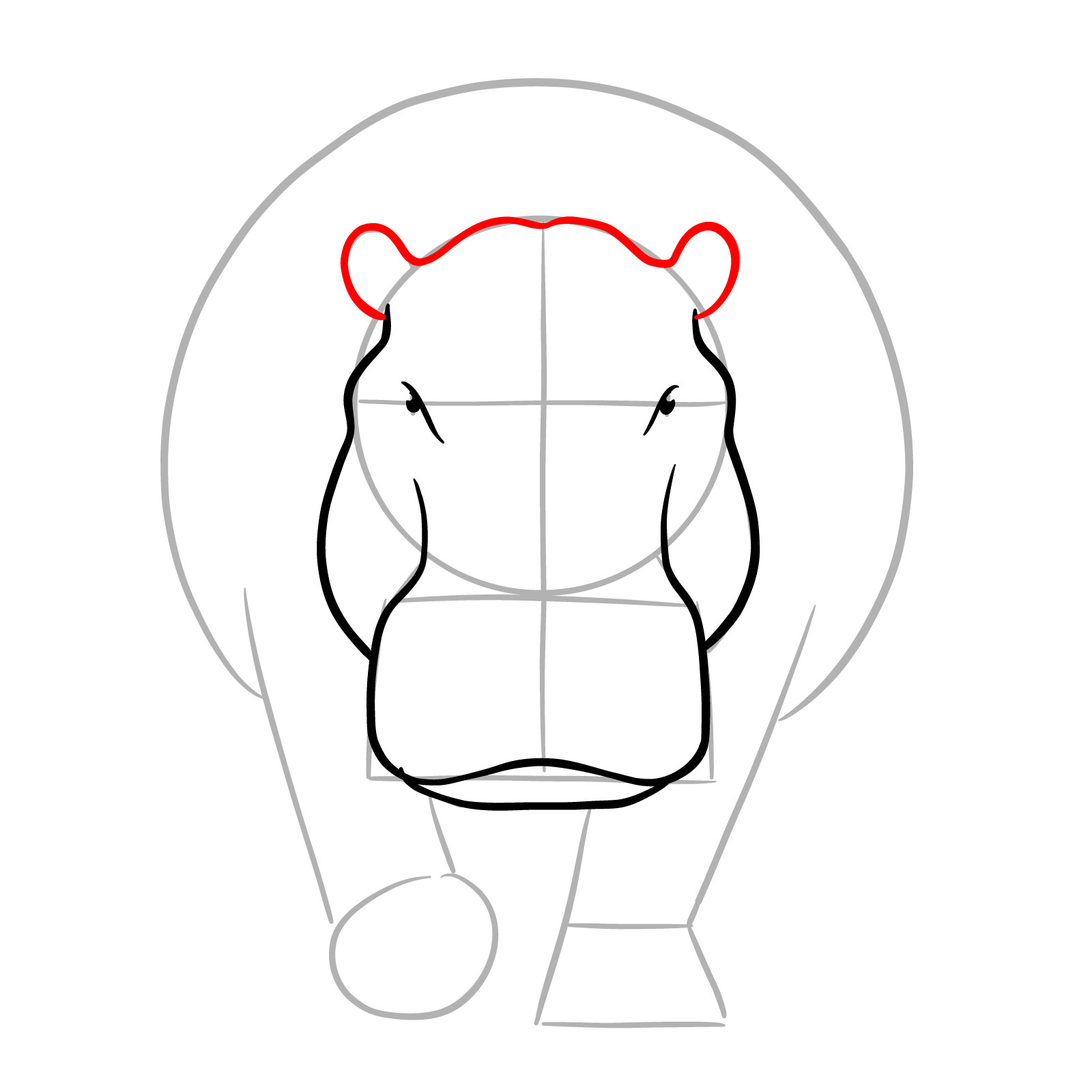 How to Draw a Hippo Full Body Front View - step 07