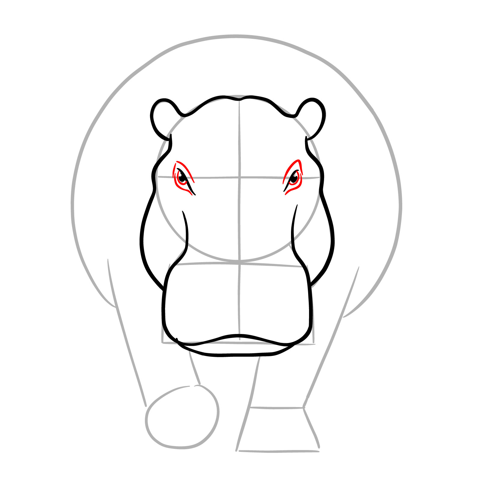 How to Draw a Hippo Full Body Front View - step 08
