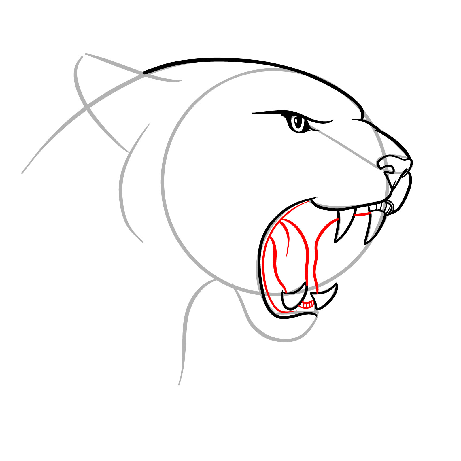 How to Draw a Roaring Cougar - step 11
