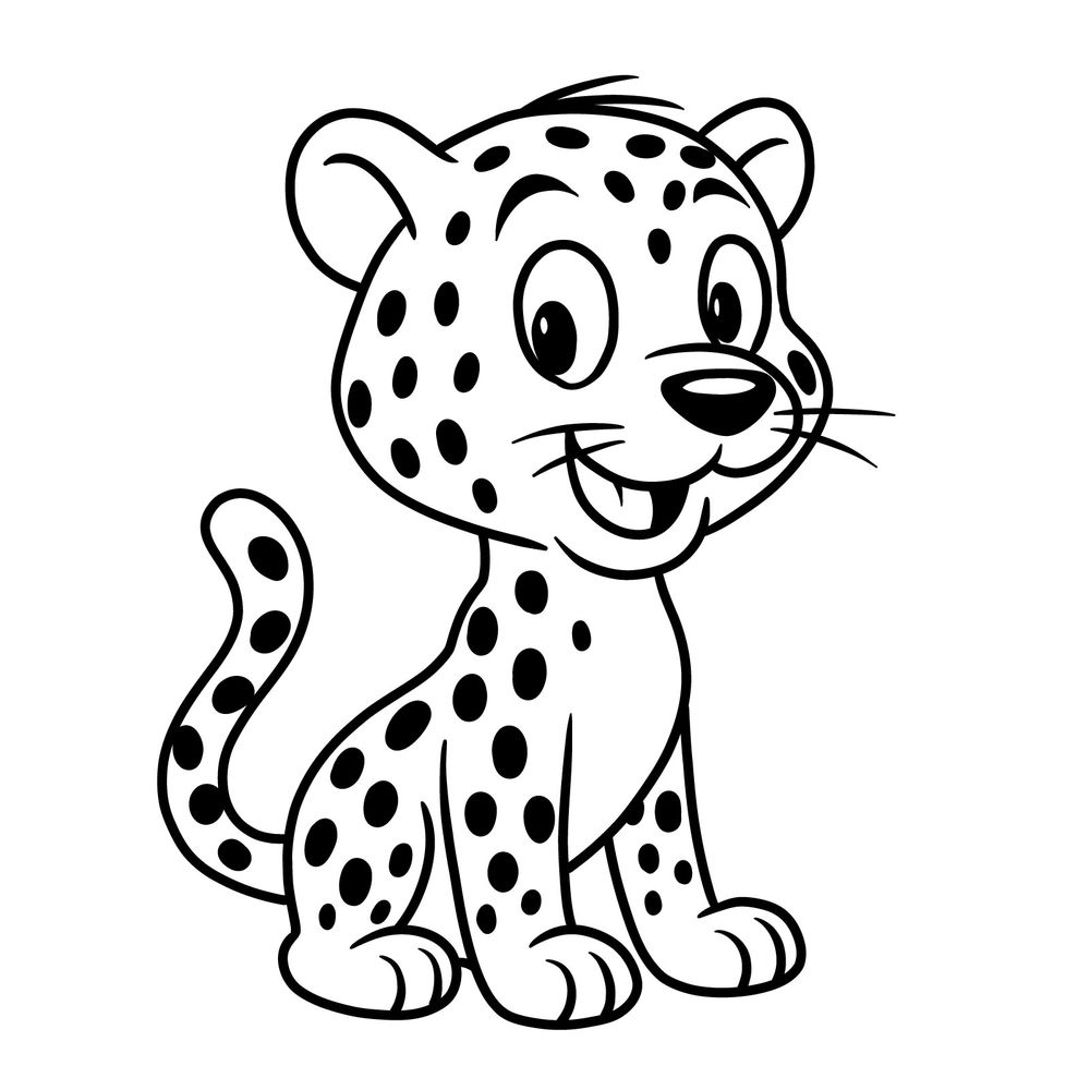 How to Draw a Cute Cartoon Leopard with Big Eyes and Spots