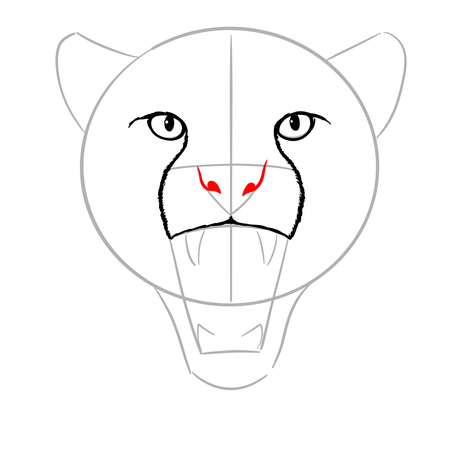 How to Draw a Roaring Cheetah - step 07