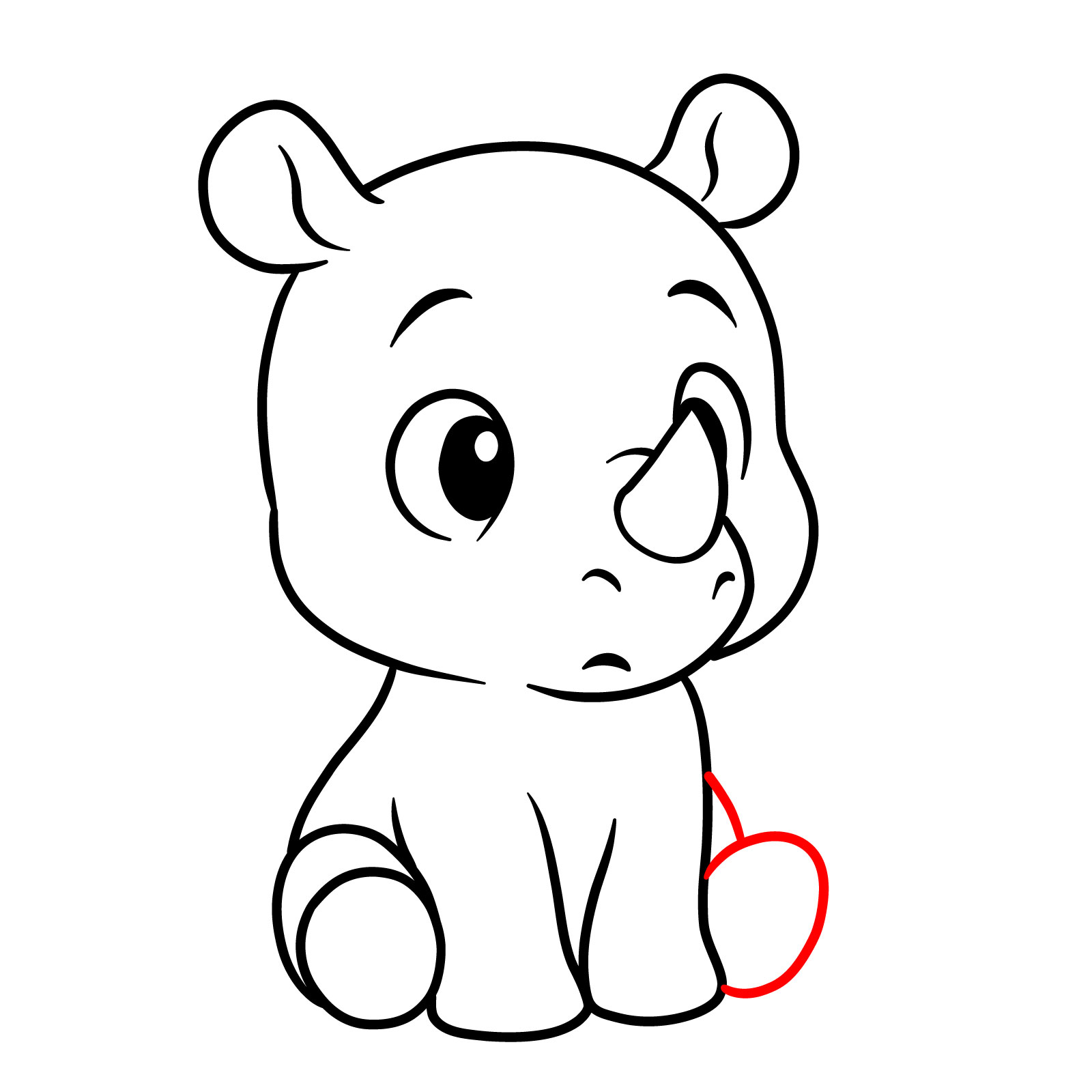 How to Draw a Cute Chibi Rhino - step 10