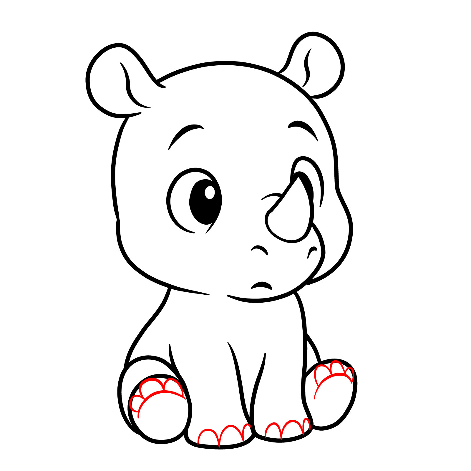 How to Draw a Cute Chibi Rhino - step 11