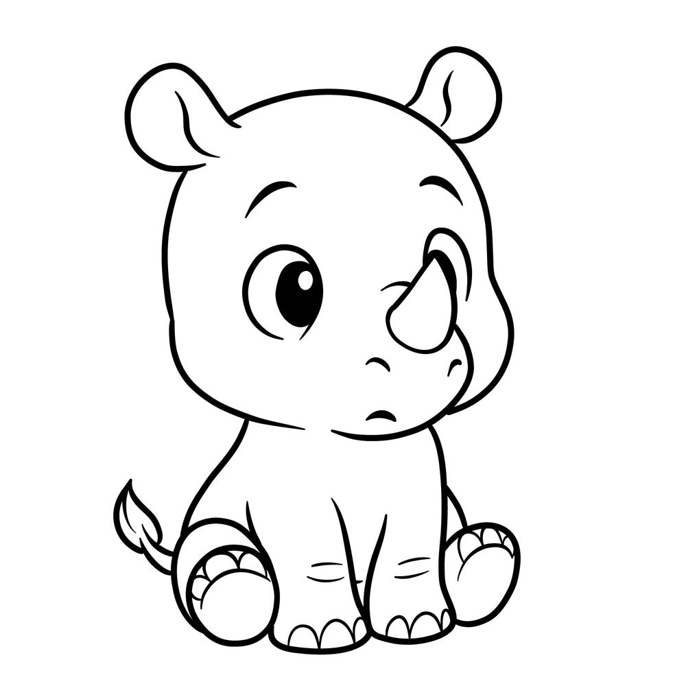 How to Draw a Chibi Rhinoceros: Cute Baby Rhino Drawing