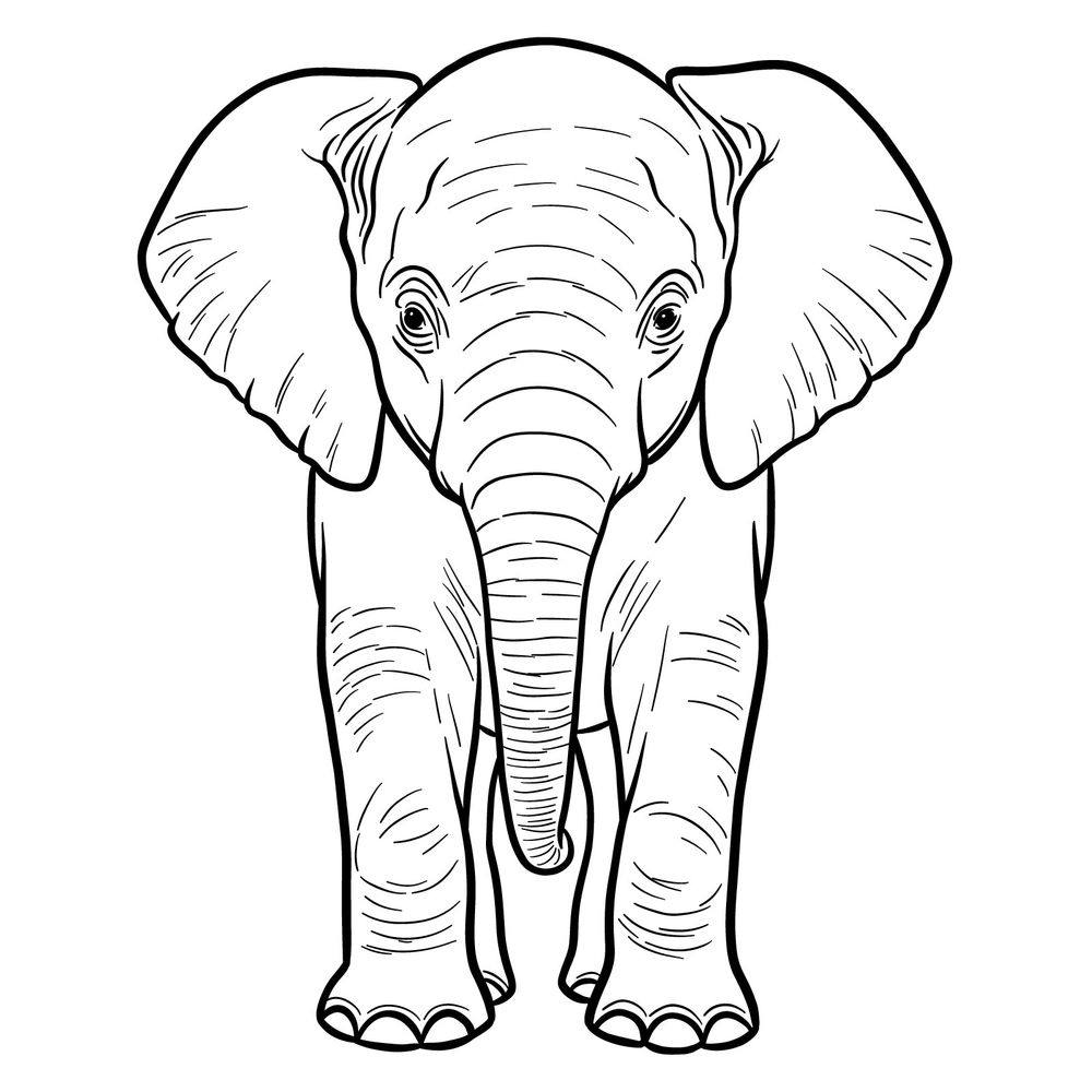 How to Draw a Baby Elephant Facing Forward: 15-Step Guide
