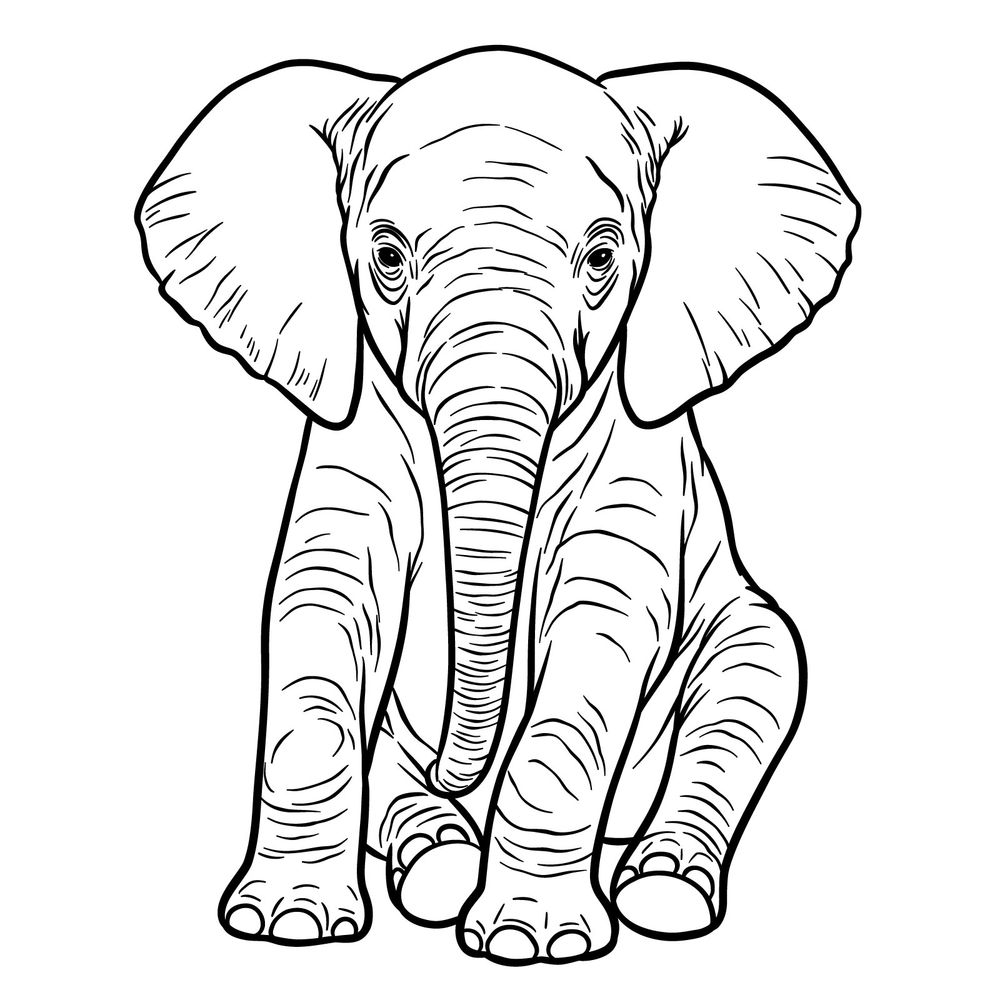 Learn How to Draw a Cute Baby Elephant in Sitting Position