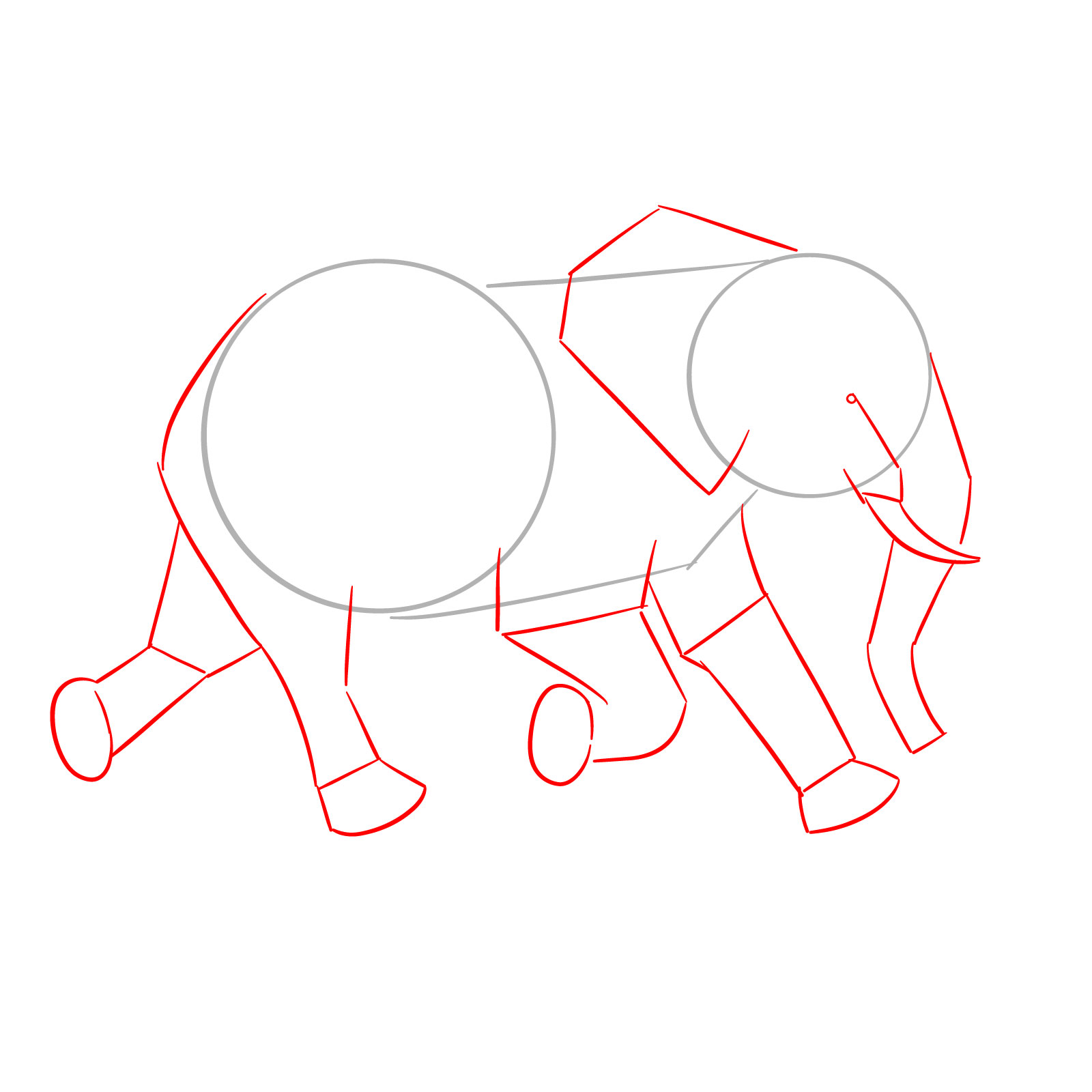 How to Draw a Young Elephant Running Side View - step 02