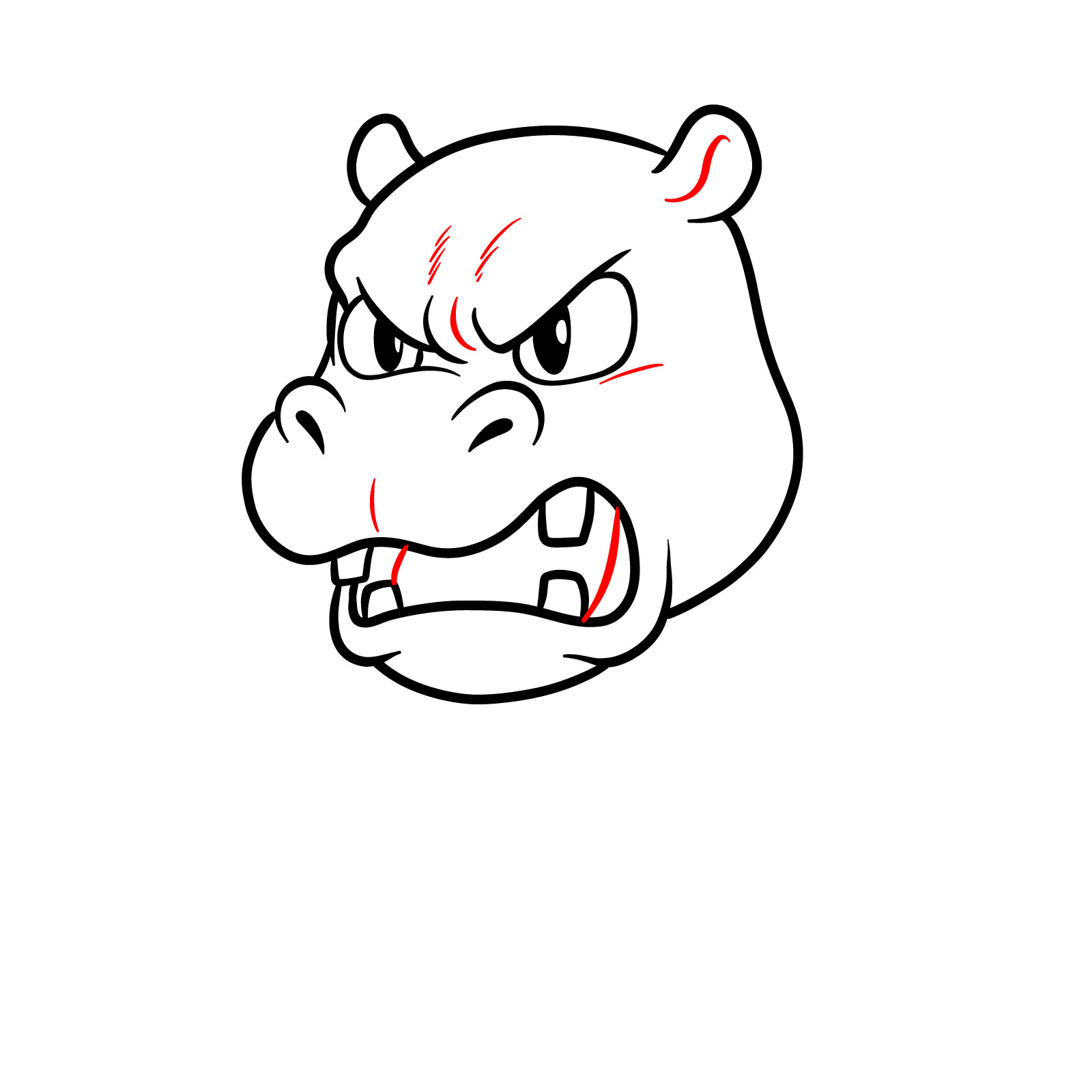 How to Draw an Angry Cartoon Rhino - step 10