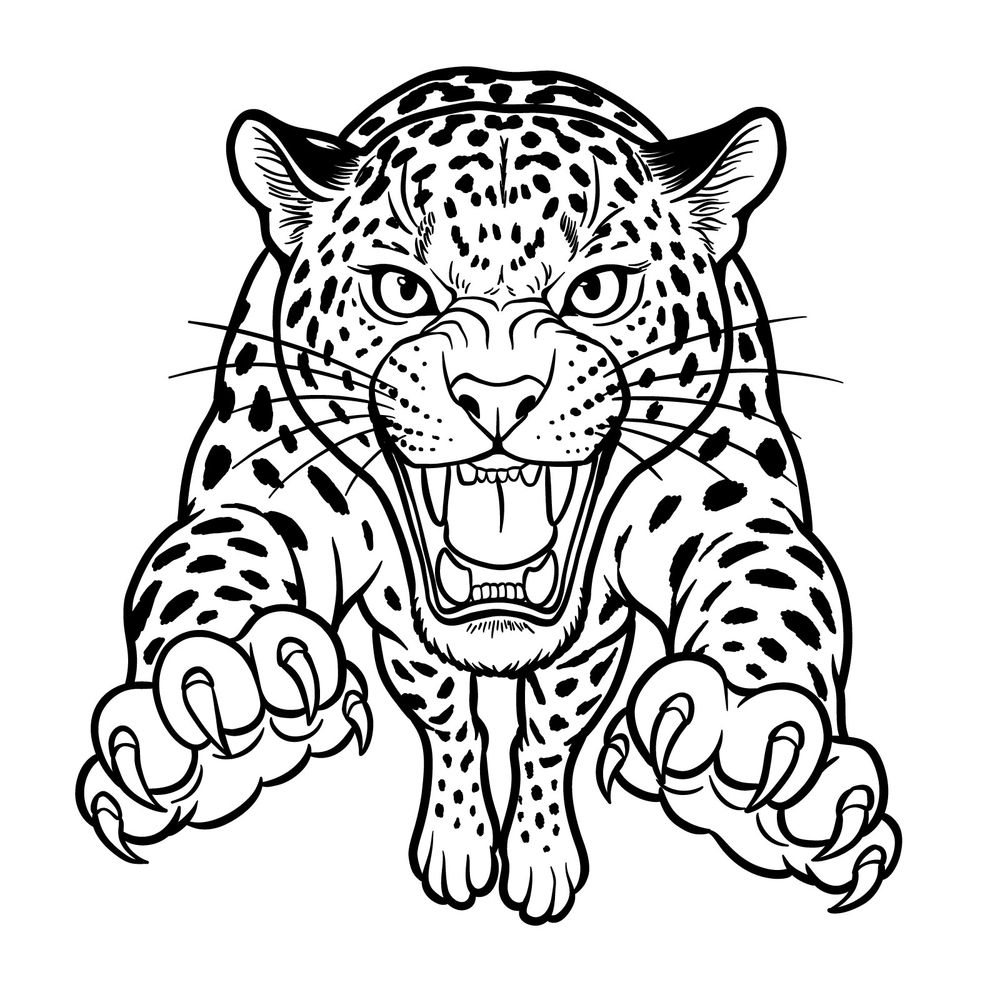 How to Draw a Jaguar Jumping Towards the Viewer