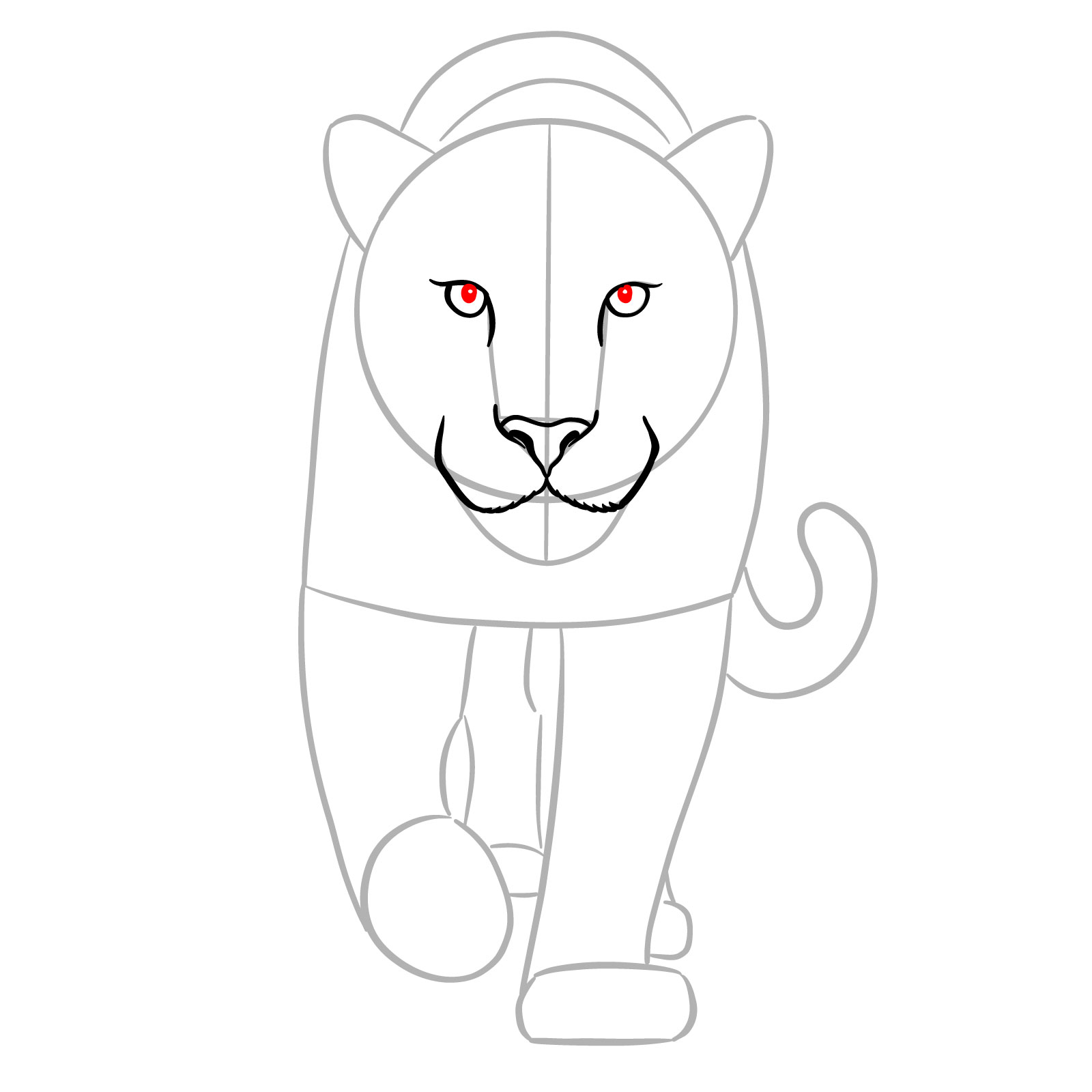 How to Draw a Jaguar Front View Walking - step 06