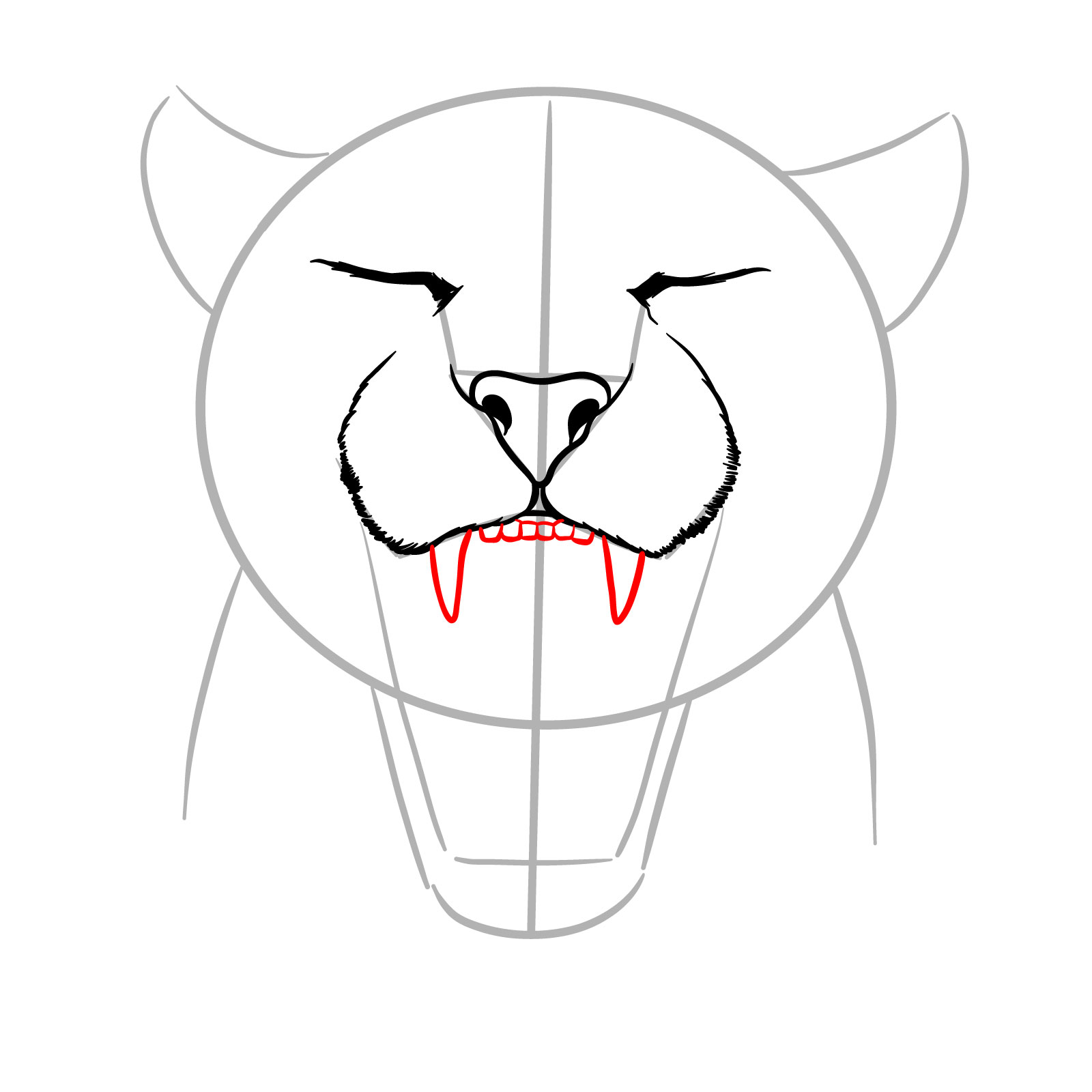 How to Draw a Jaguar Yawning - step 06