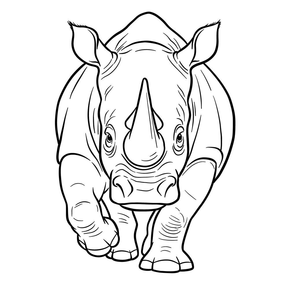 How to Draw a Rhino from the Front View: Realistic Rhino Drawing