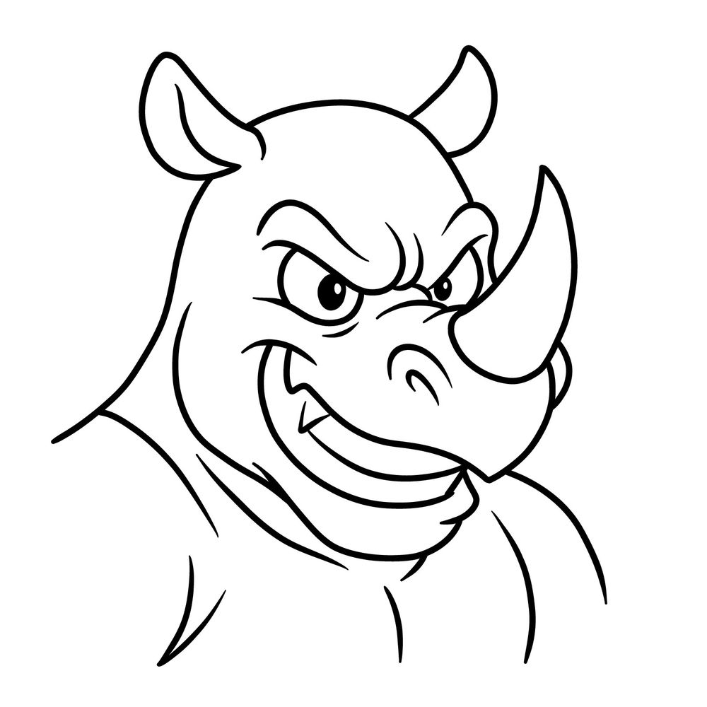 How to Draw an Angry Cartoon Rhino: Simple Character Drawing