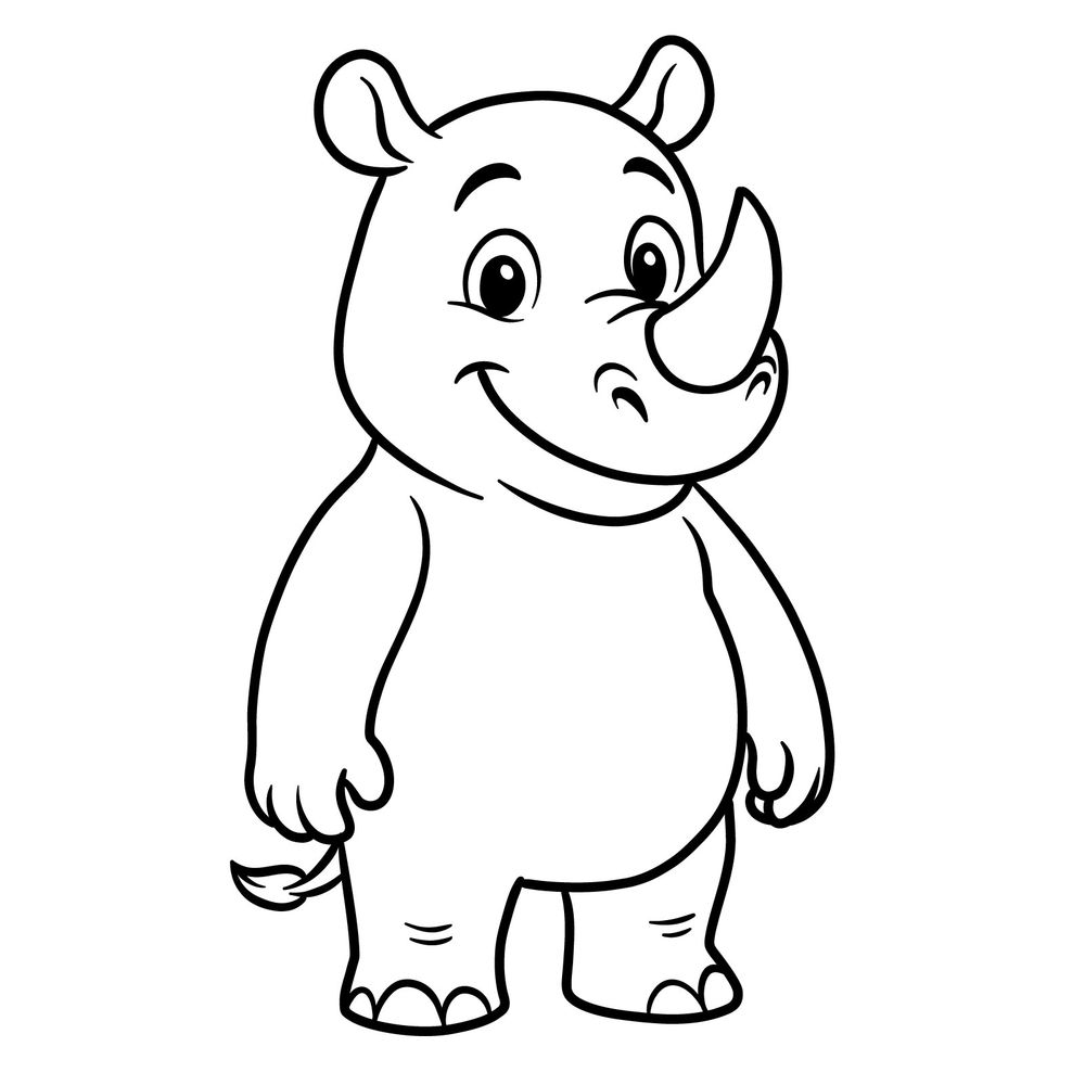 Step-by-Step Guide on How to Draw a Smiling Cartoon Rhino