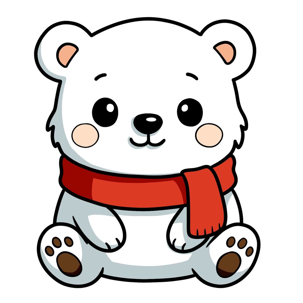 How to Draw a Cute Festive Polar Bear in Chibi Style for Christmas