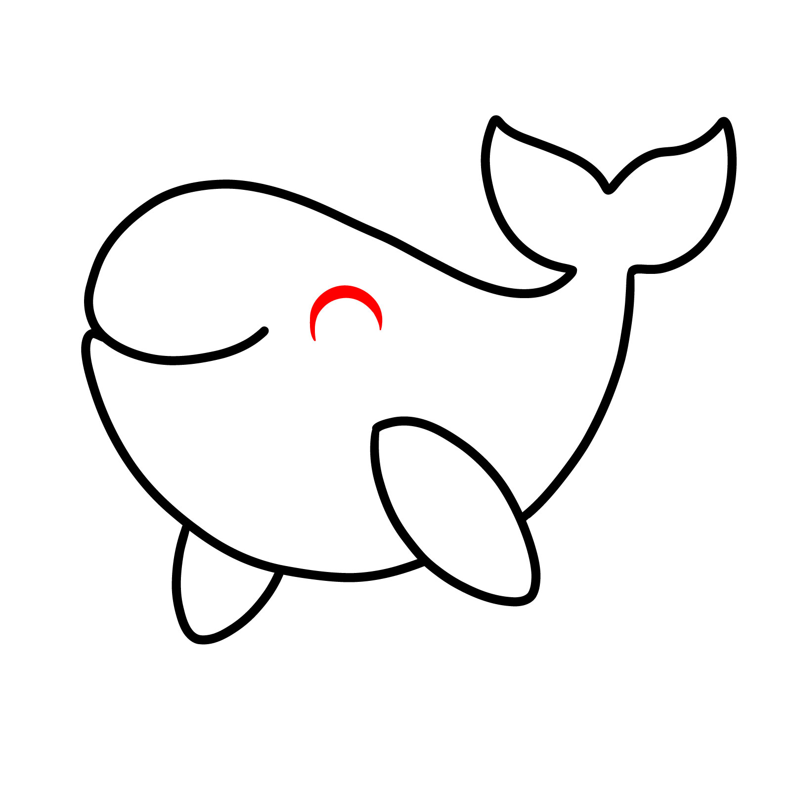 How to draw a cute blue whale, step 7, drawing the top outline of the eye