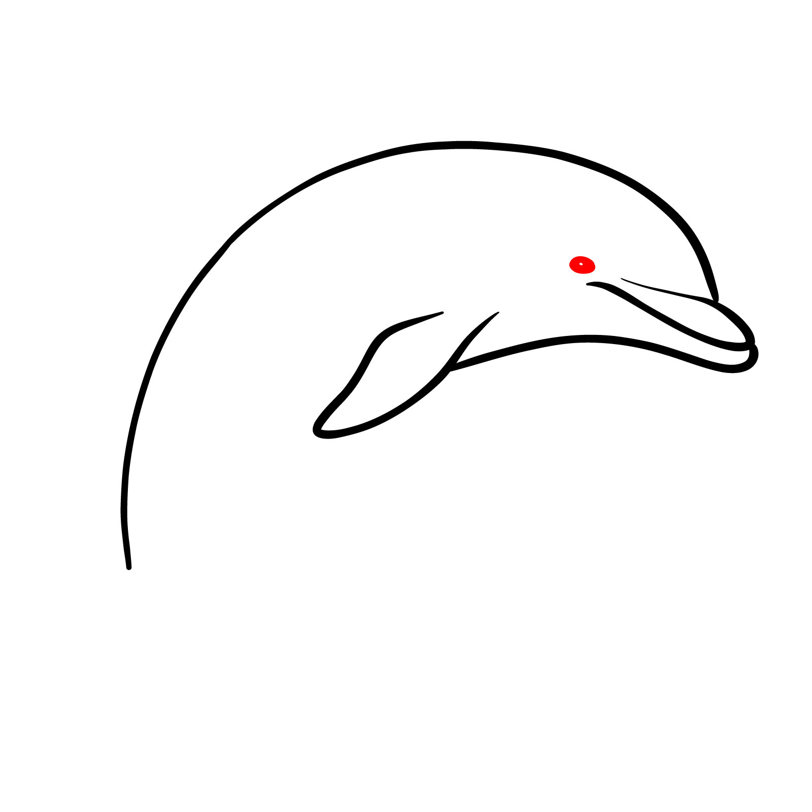 How to draw a dolphin, step 5, drawing the eye