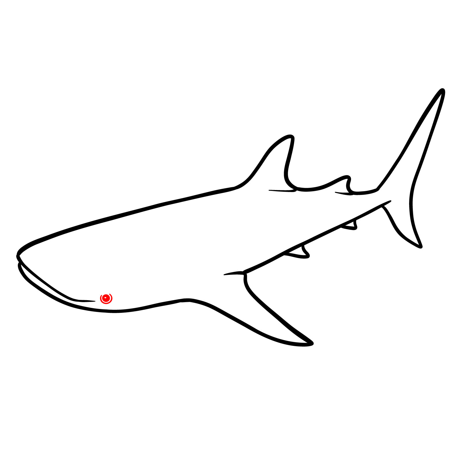 How to draw a whale shark, step 7, drawing the eye with highlight and outline