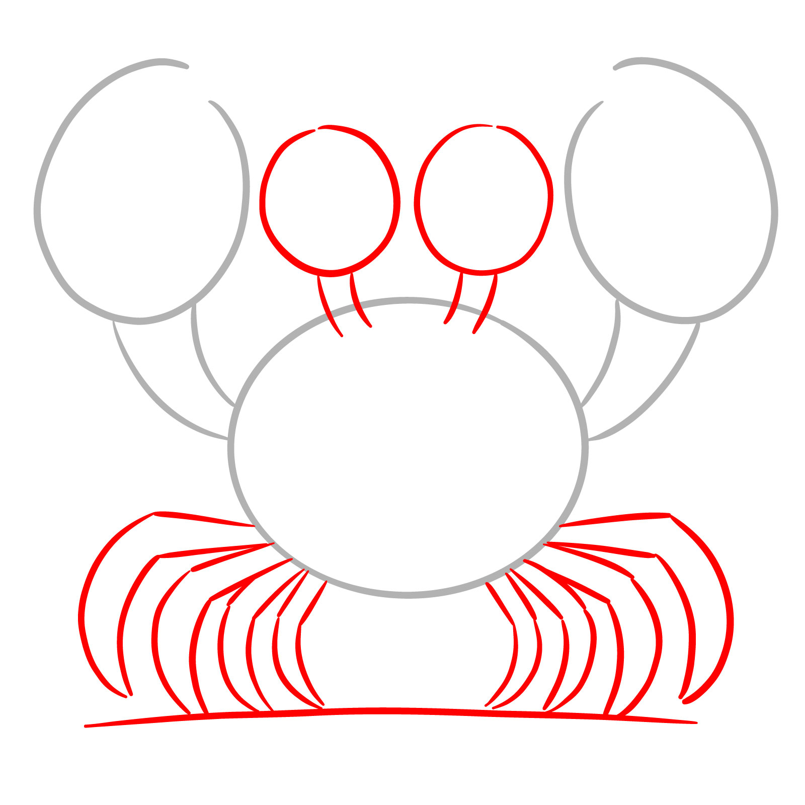 How to Draw a Cute Cartoon Crab - step 02
