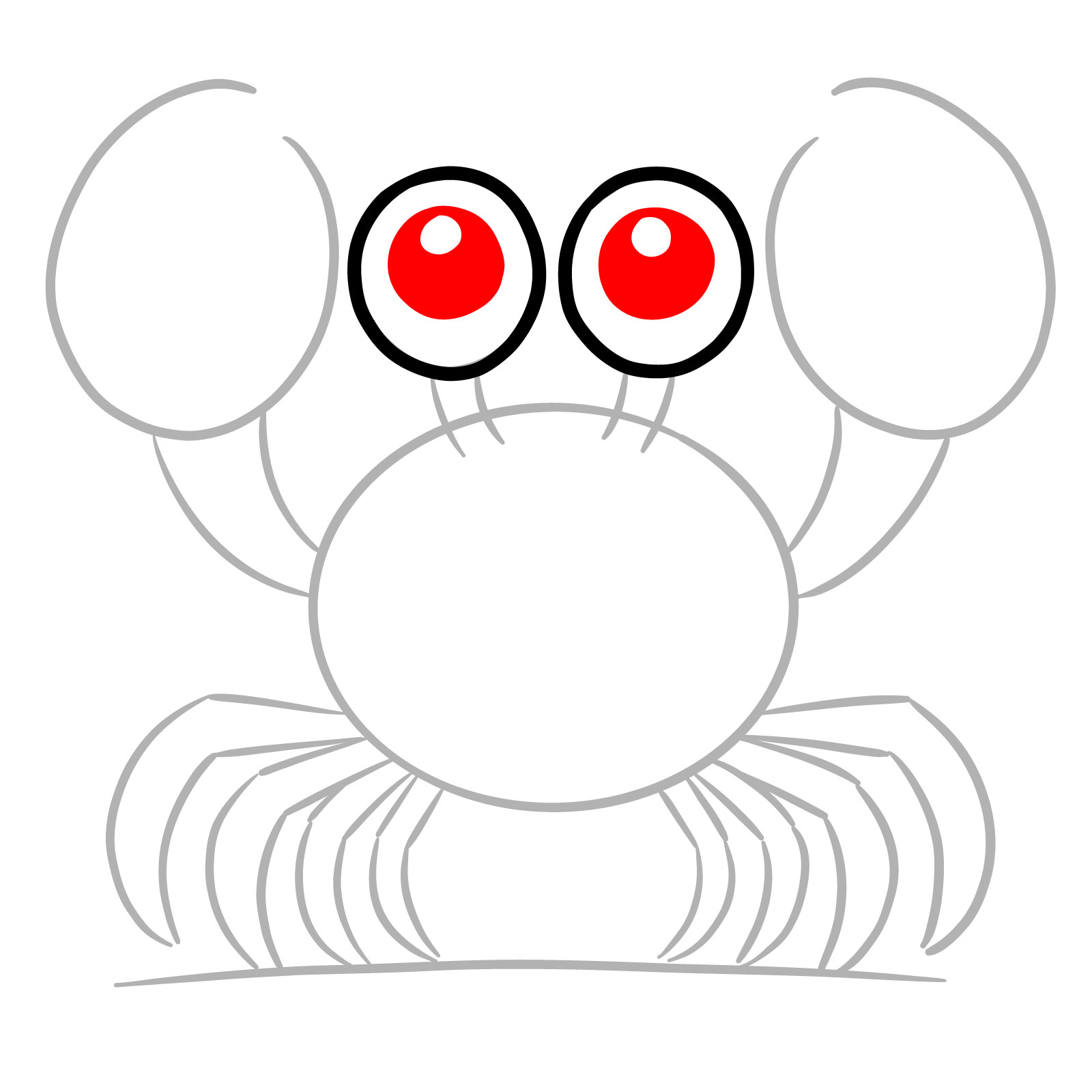 How to Draw a Cute Cartoon Crab - step 04
