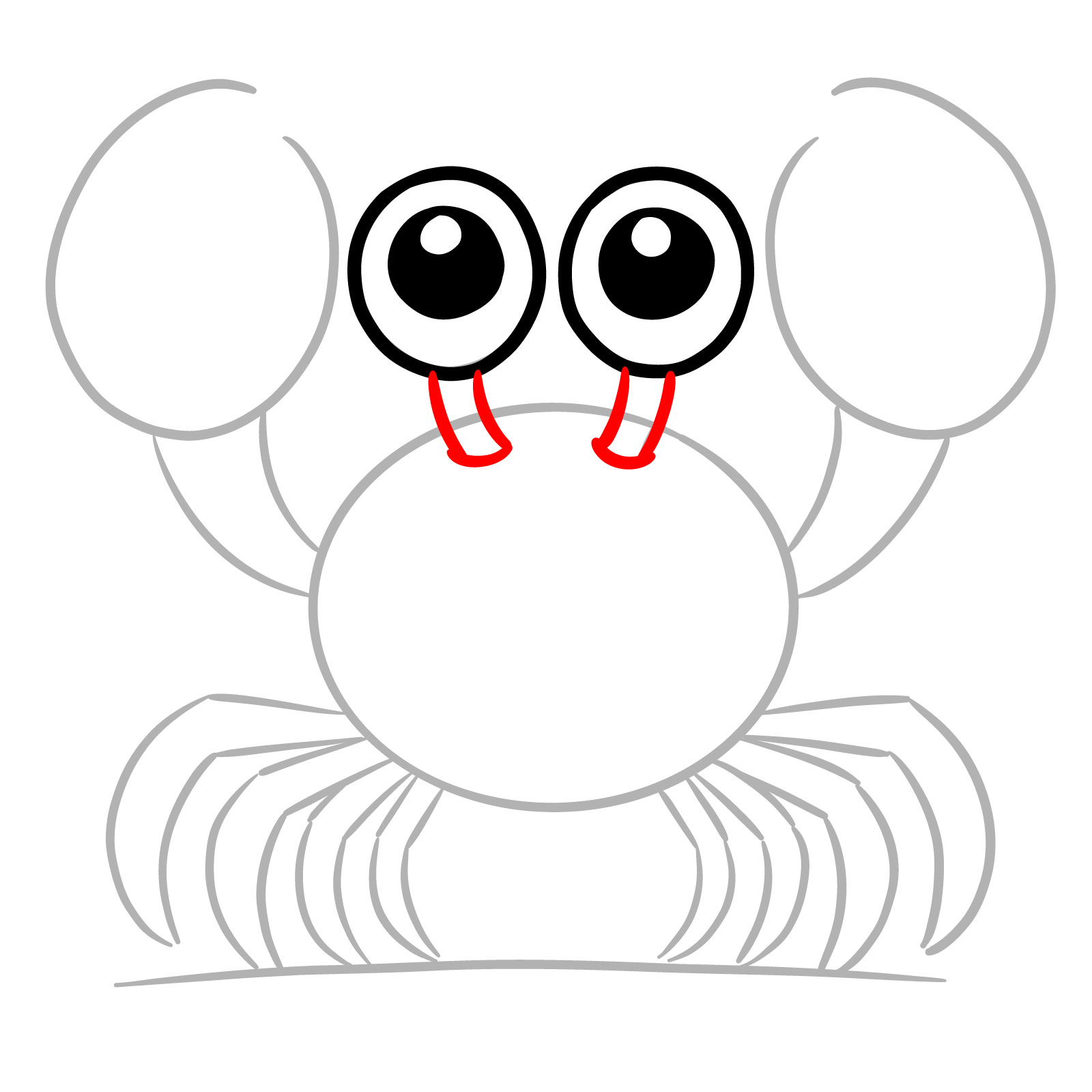 How to Draw a Cute Cartoon Crab - step 05