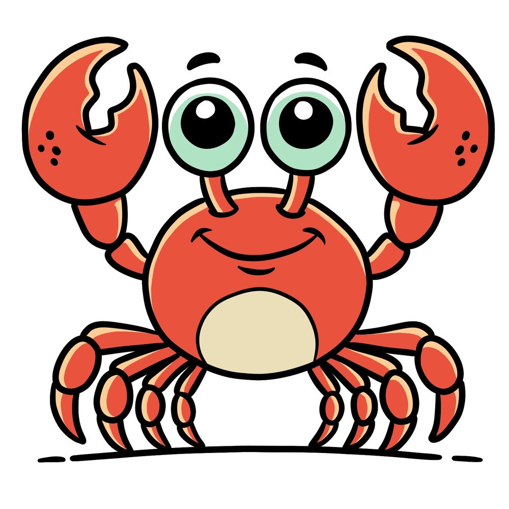 How to Draw a Cartoon Crab With Big Eyes in 16 Steps