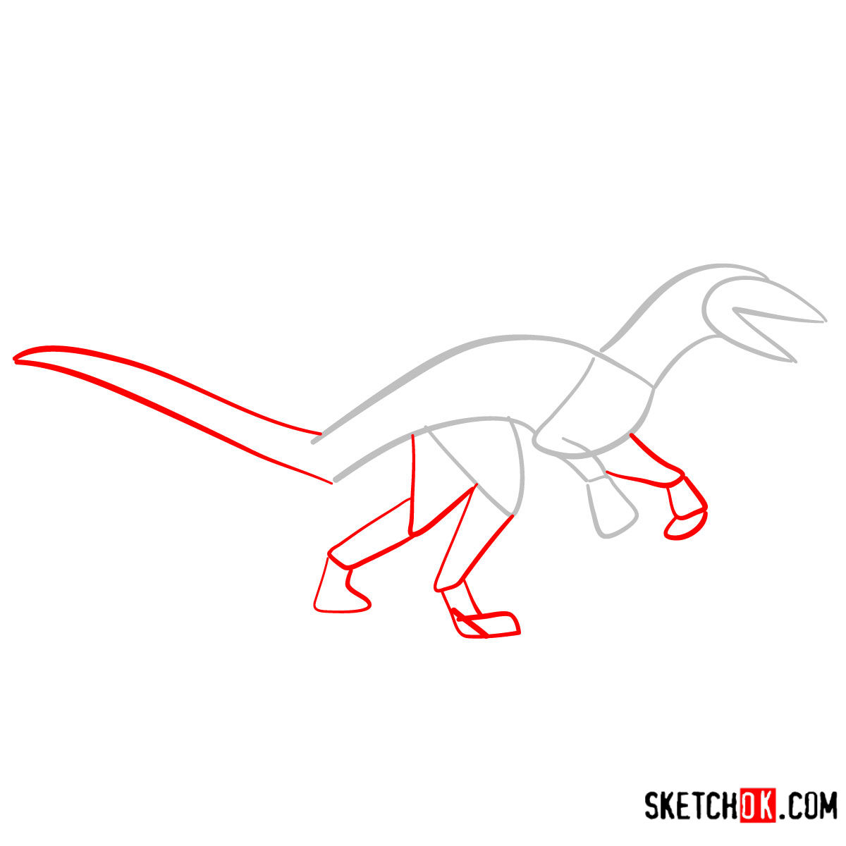How to draw a Troodon | Extinct Animals - step 02