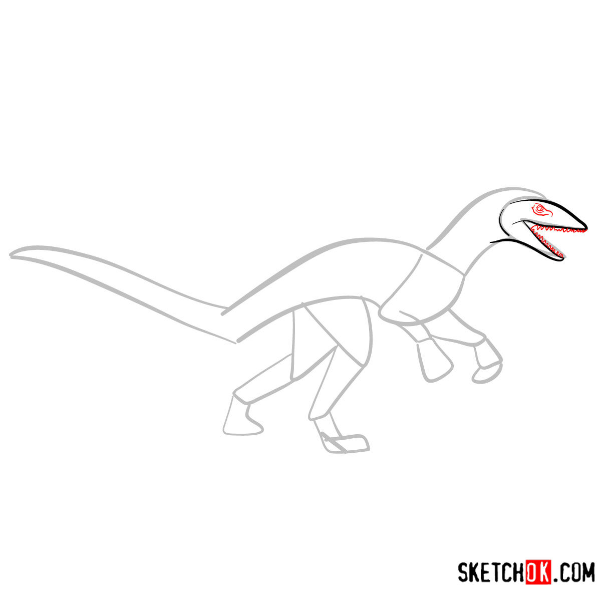 How to draw a Troodon | Extinct Animals - step 04