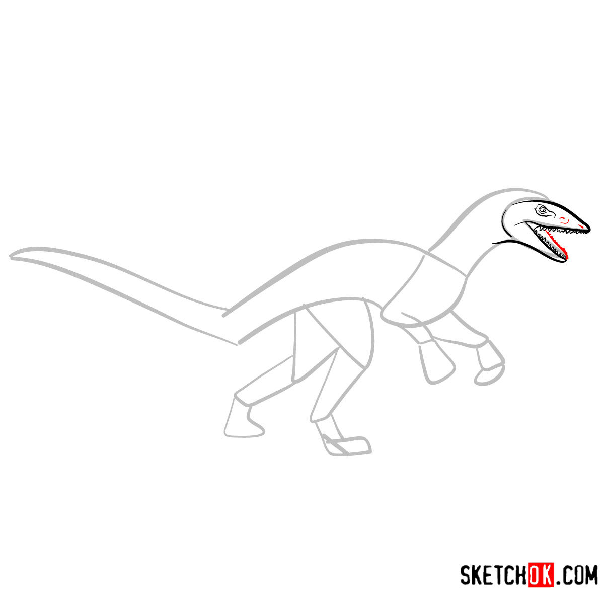 How to draw a Troodon | Extinct Animals - step 05