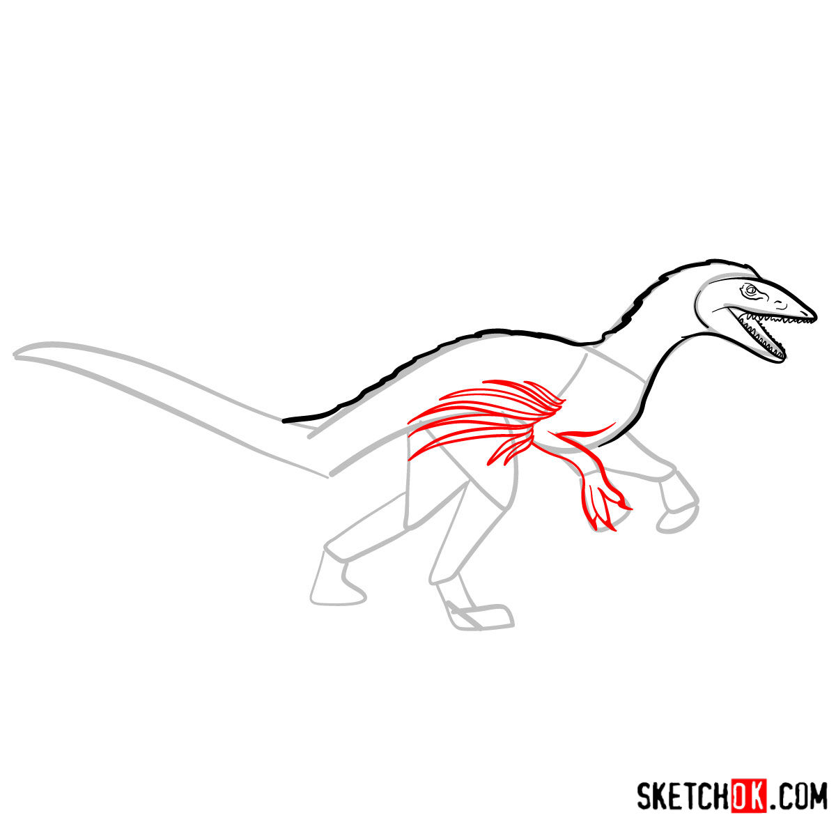 How to draw a Troodon | Extinct Animals - step 07