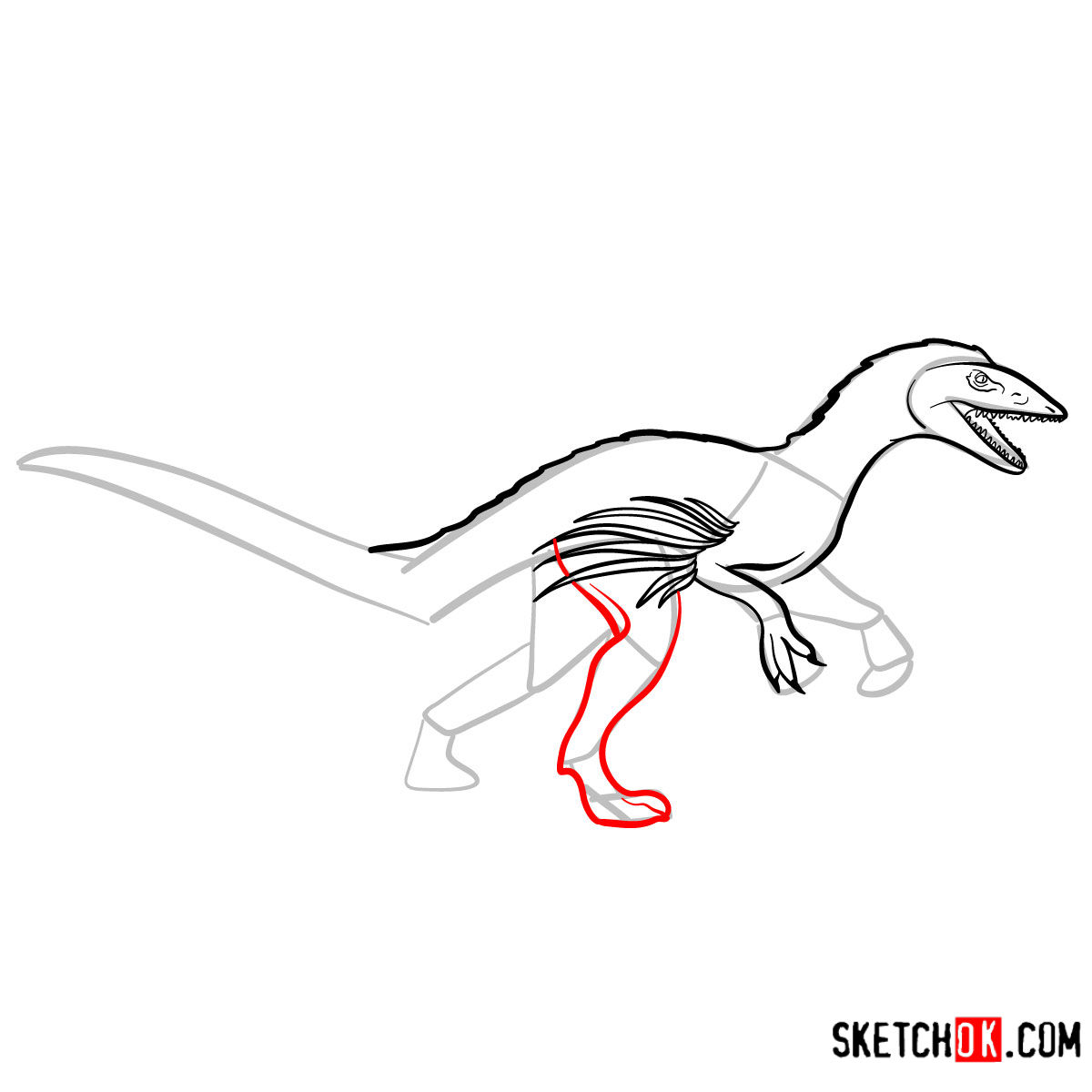 How to draw a Troodon | Extinct Animals - step 08