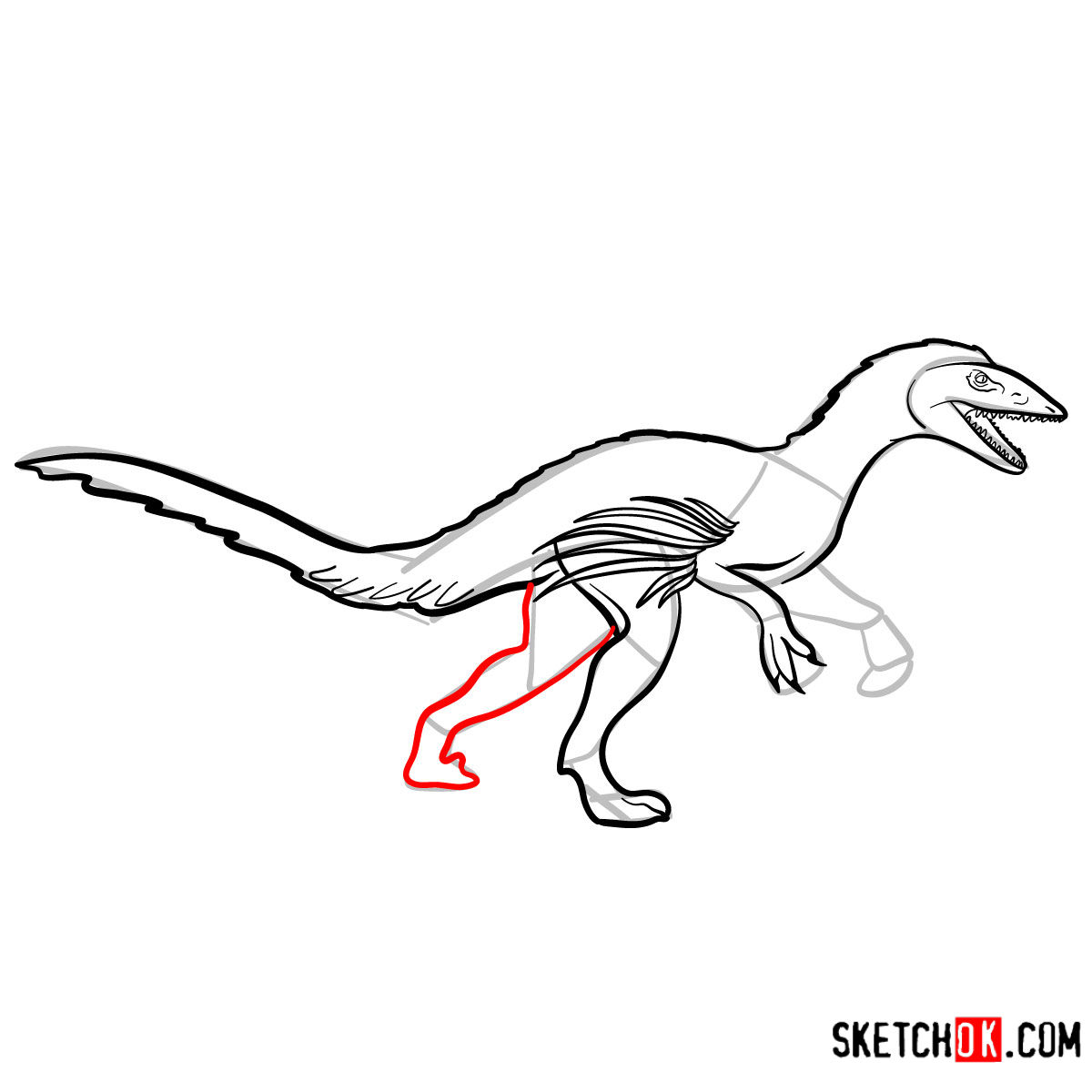 How to draw a Troodon | Extinct Animals - step 10