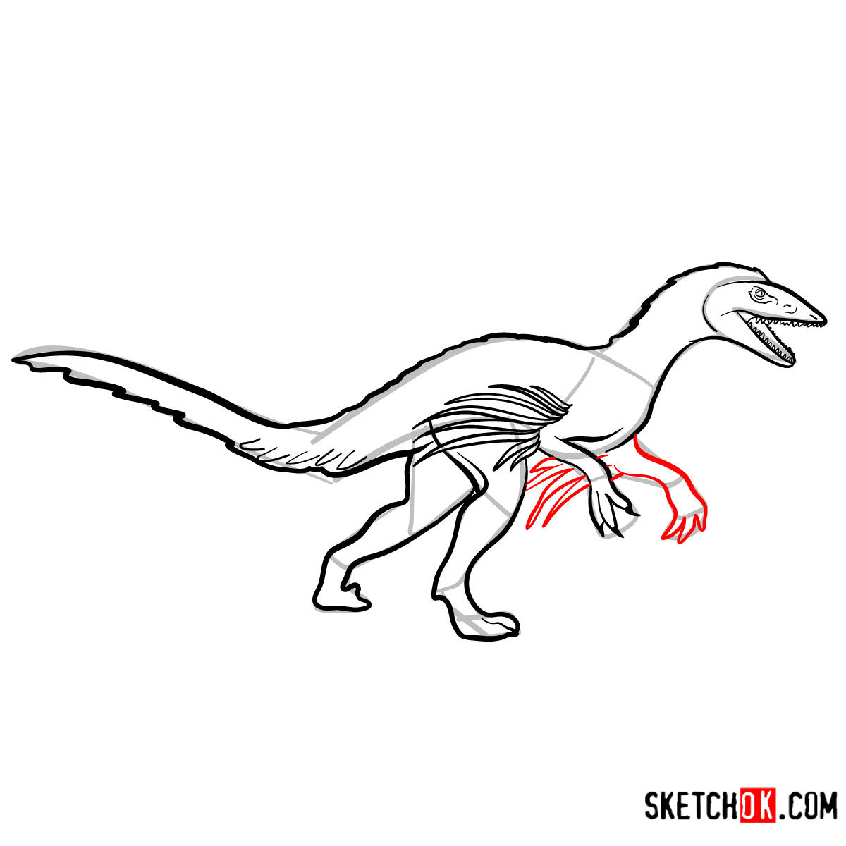 How to draw a Troodon | Extinct Animals - step 11