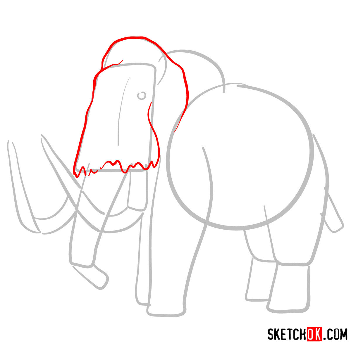 How to draw a Woolly mammoth | Extinct Animals - step 03