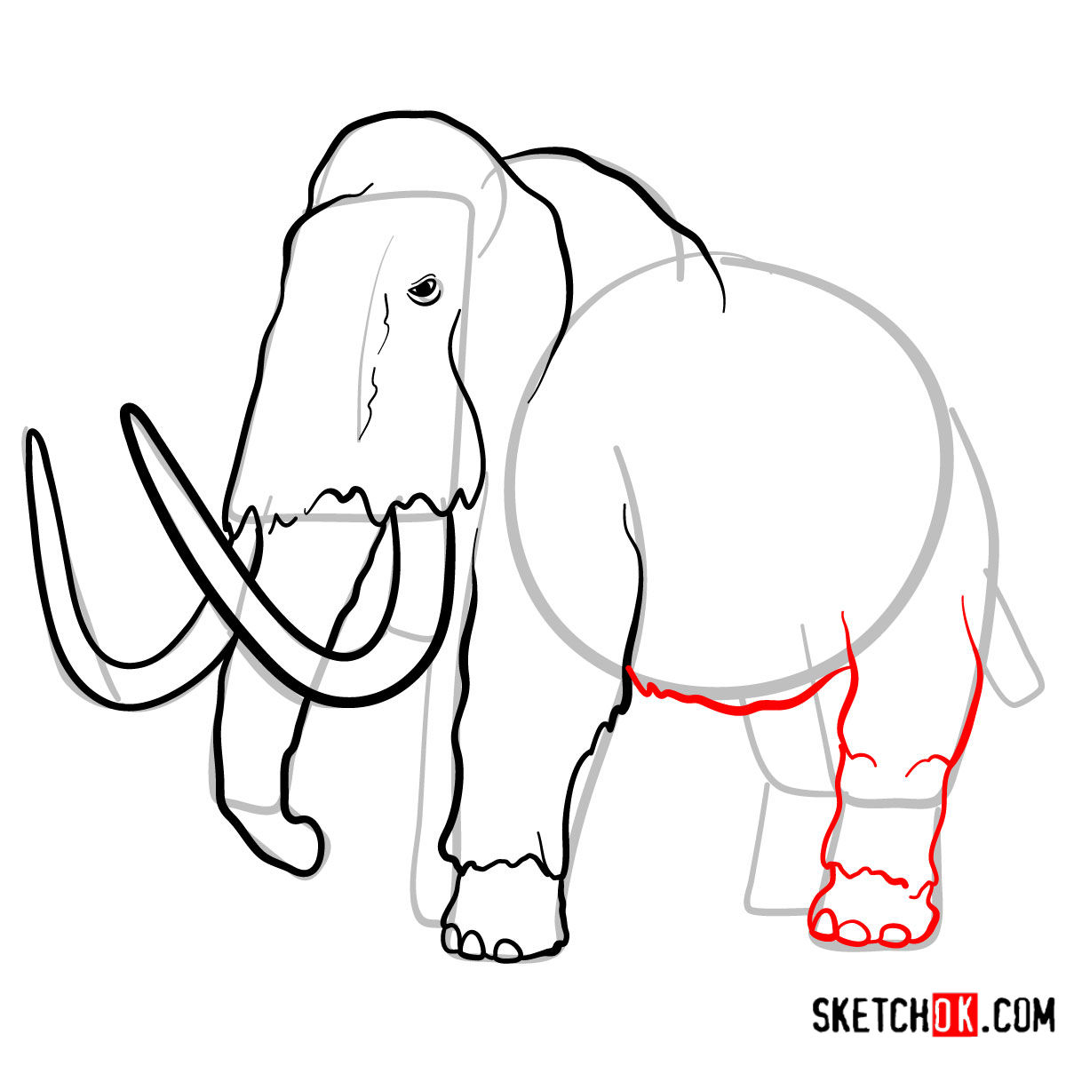 How to draw a Woolly mammoth | Extinct Animals - step 09