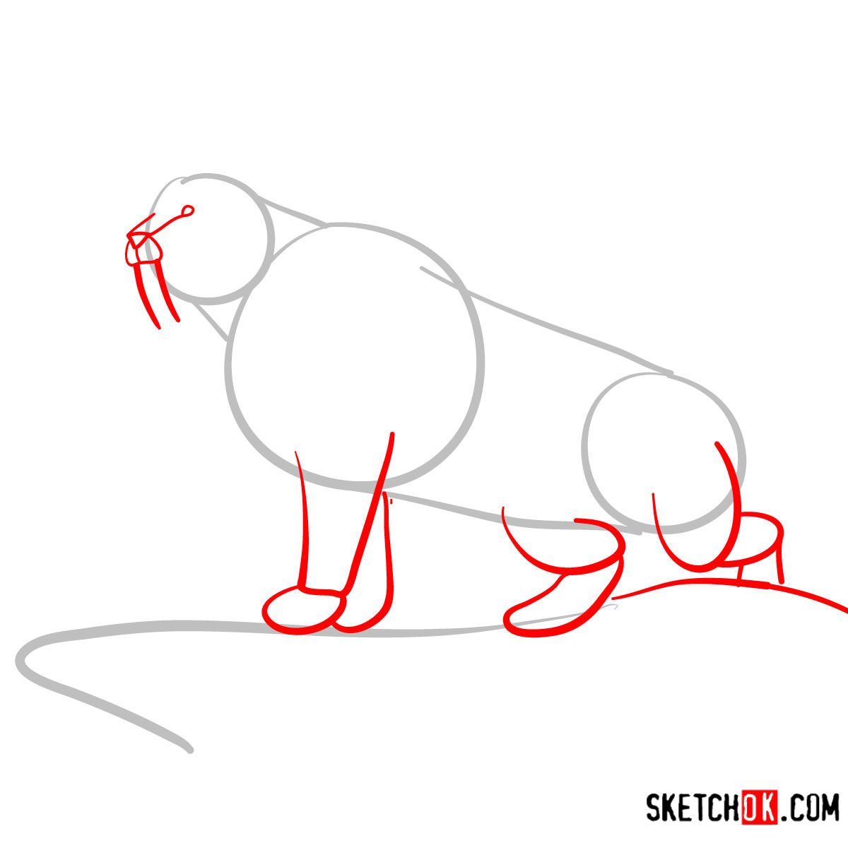 How to draw a Sabre Tooth beast | Extinct Animals - step 02