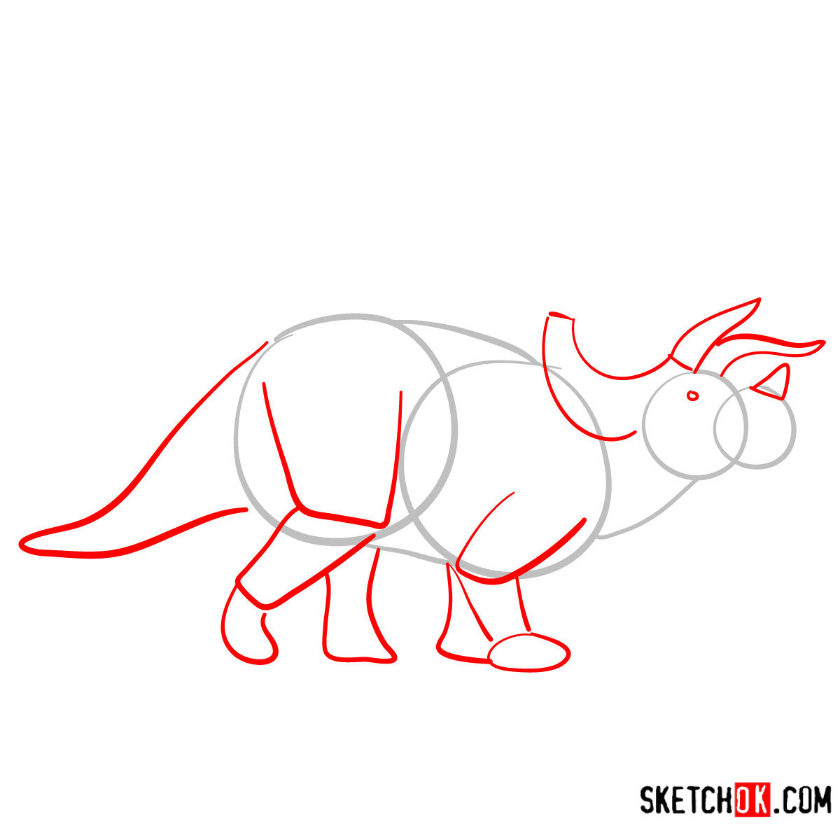 How to draw a Triceratops | Extinct Animals - step 02