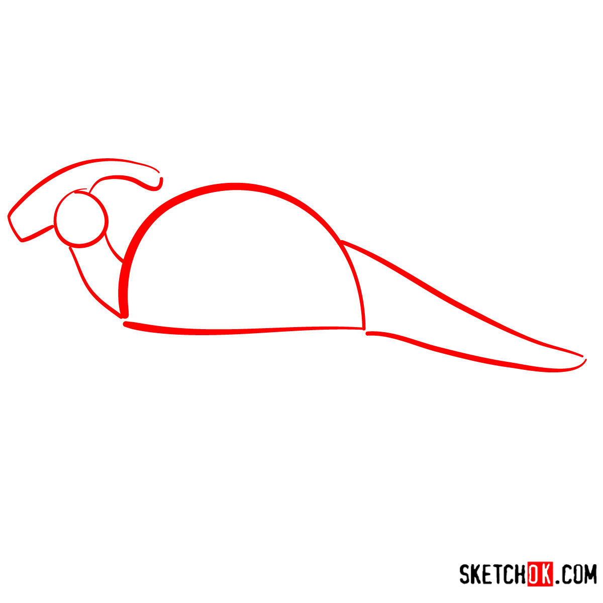 How to draw a Parasaurolophus | Extinct Animals - step 01