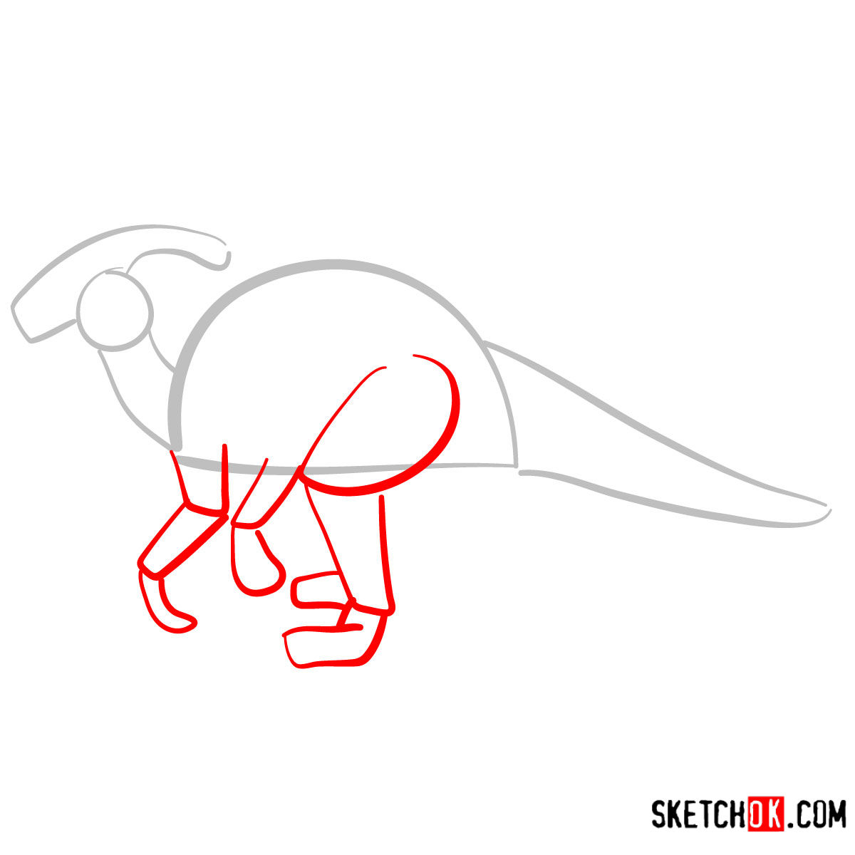 How to draw a Parasaurolophus | Extinct Animals - step 02