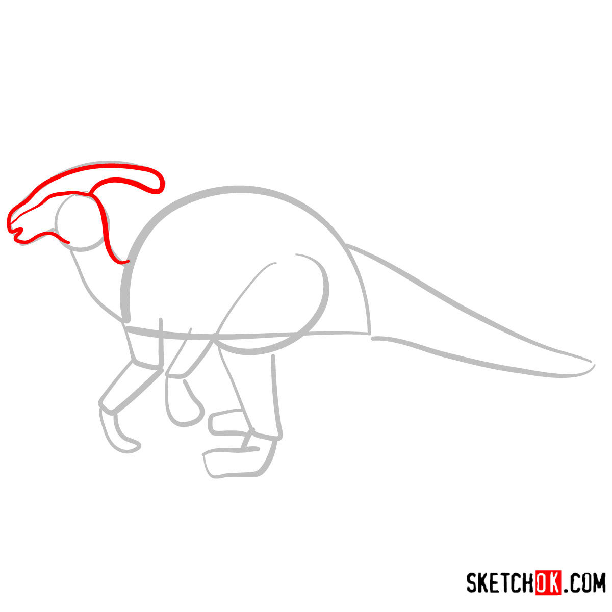 How to draw a Parasaurolophus | Extinct Animals - step 03
