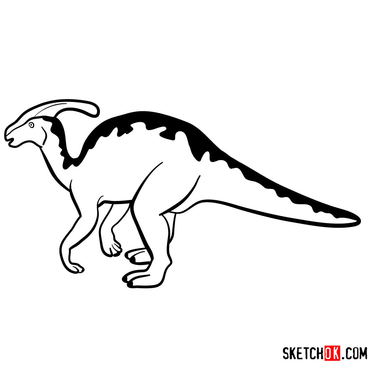 How to draw a Parasaurolophus Extinct Animals Step by