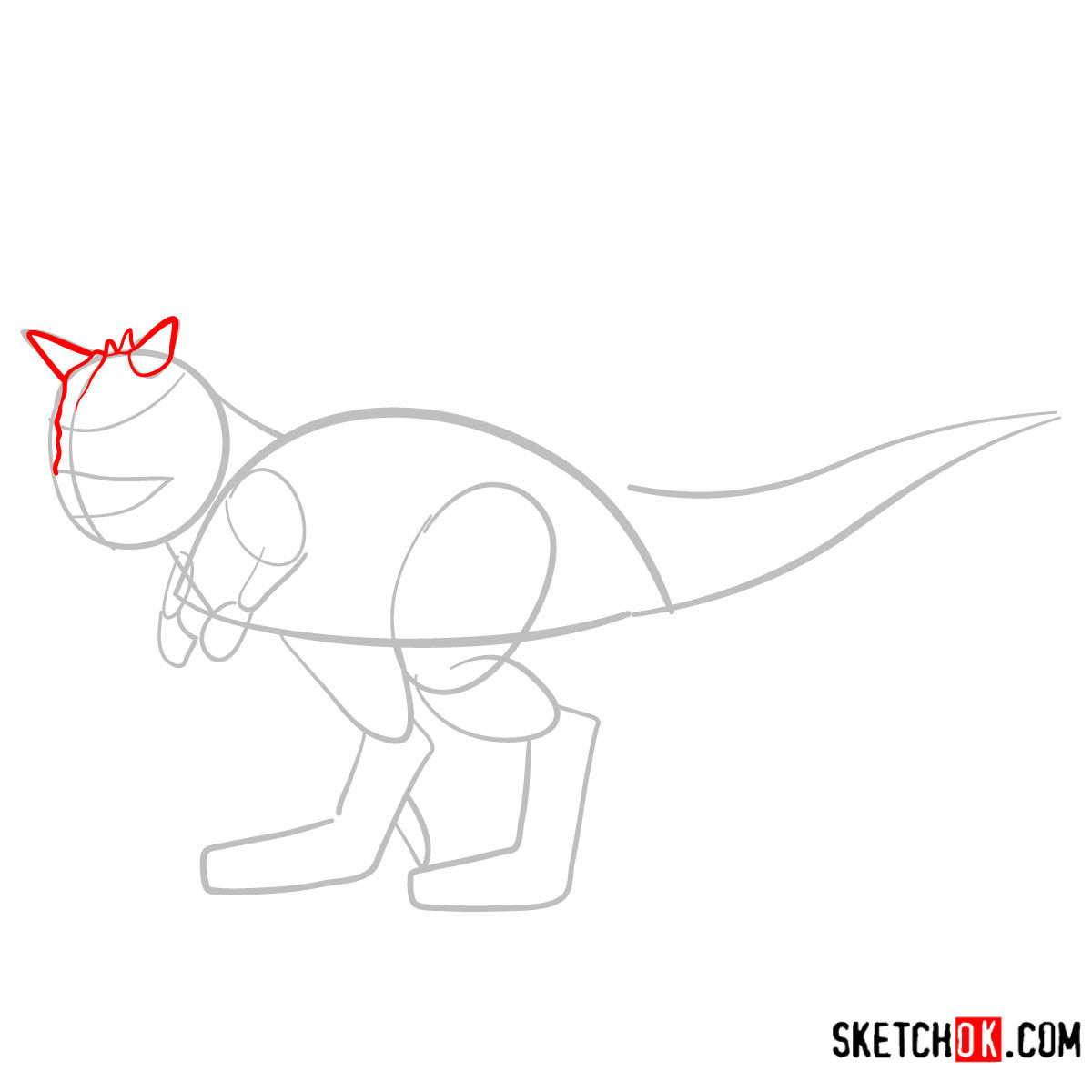 How to draw a Carnotaurus | Extinct Animals - step 03