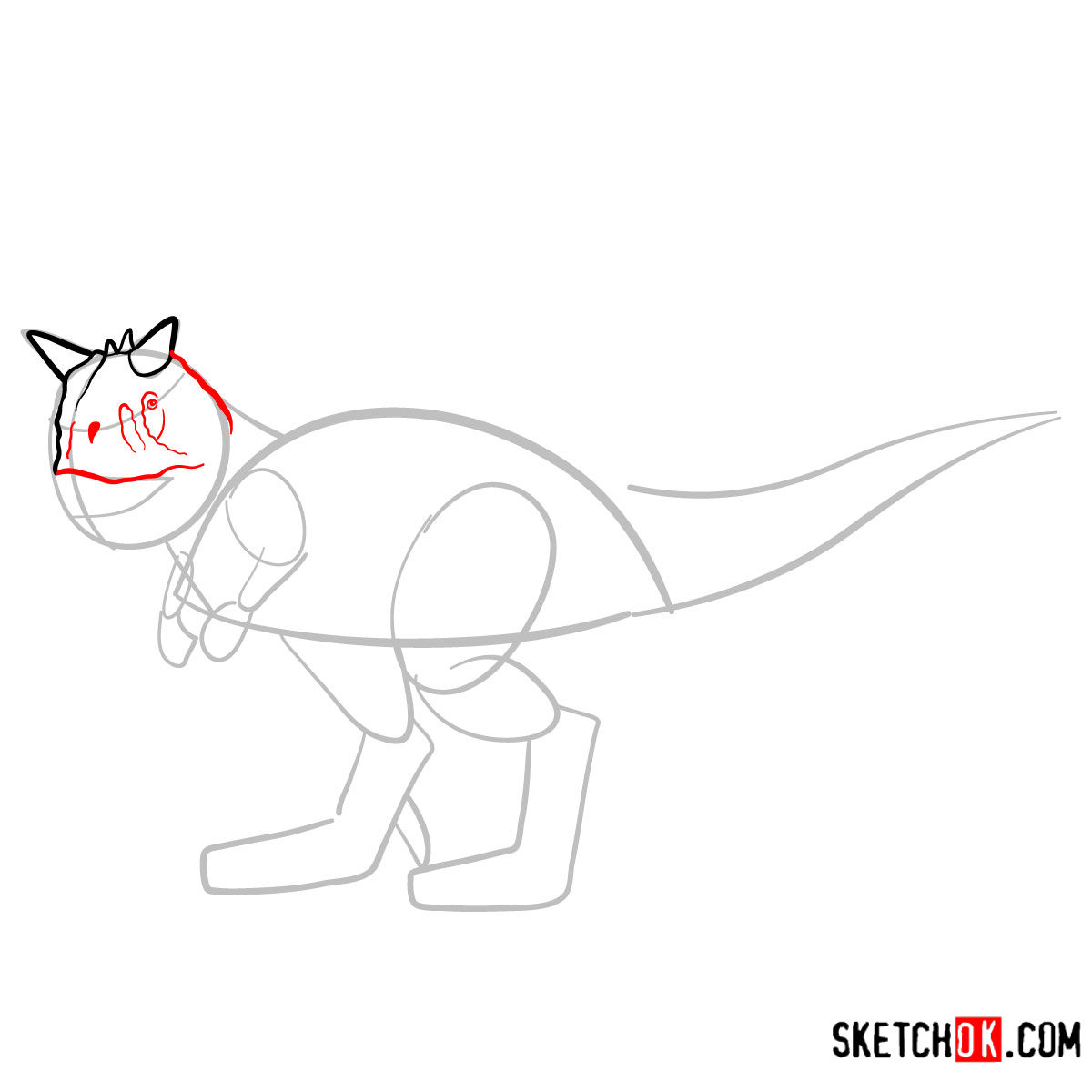 How to draw a Carnotaurus | Extinct Animals - step 04